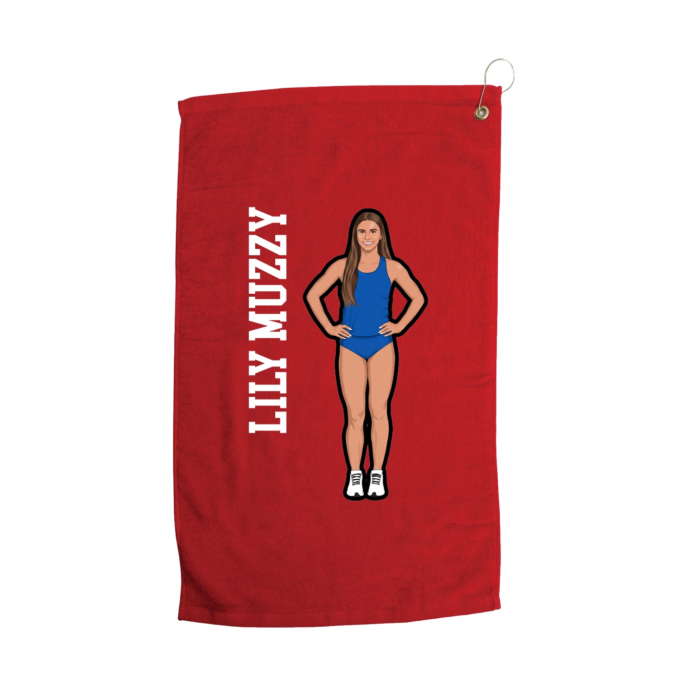 Golf Towel — Name Vertical in Red