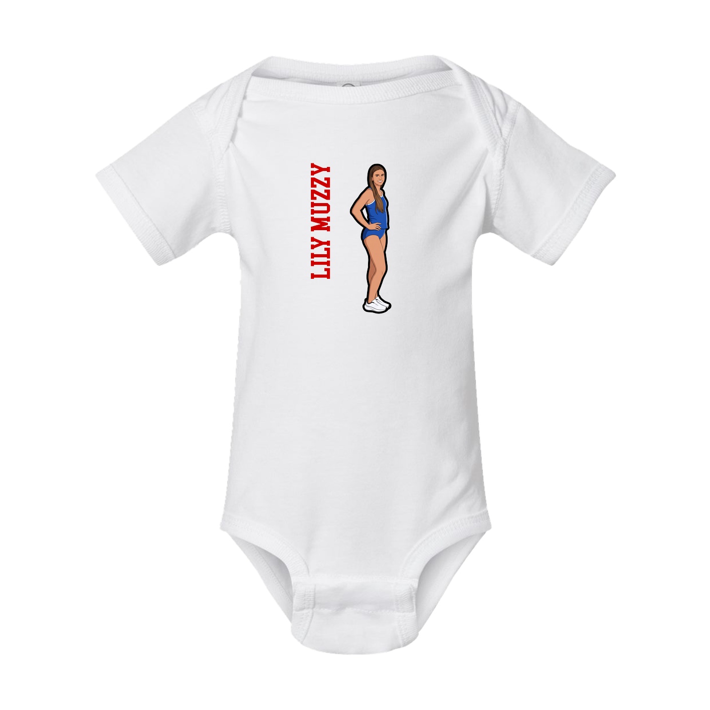 Baby Onesie — Name Vertical in White