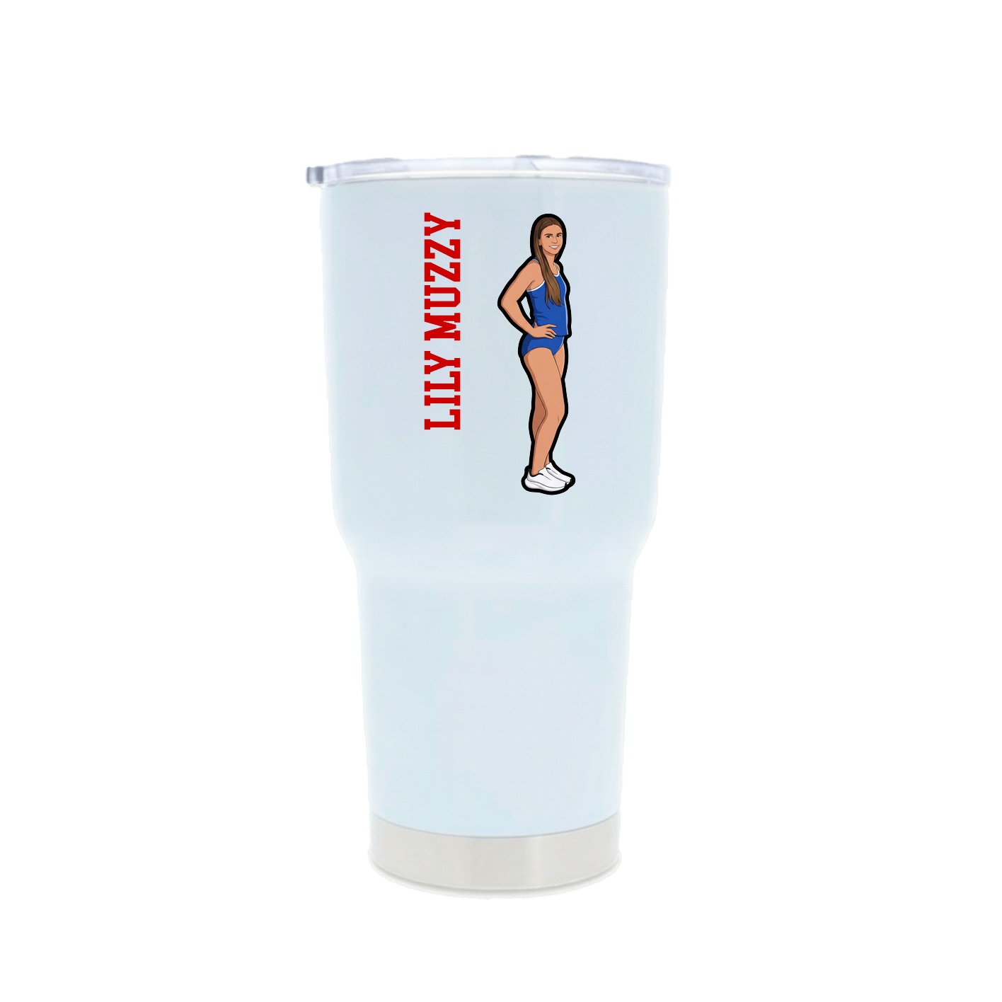 30oz Stainless Steel Tumbler — Name Vertical in White