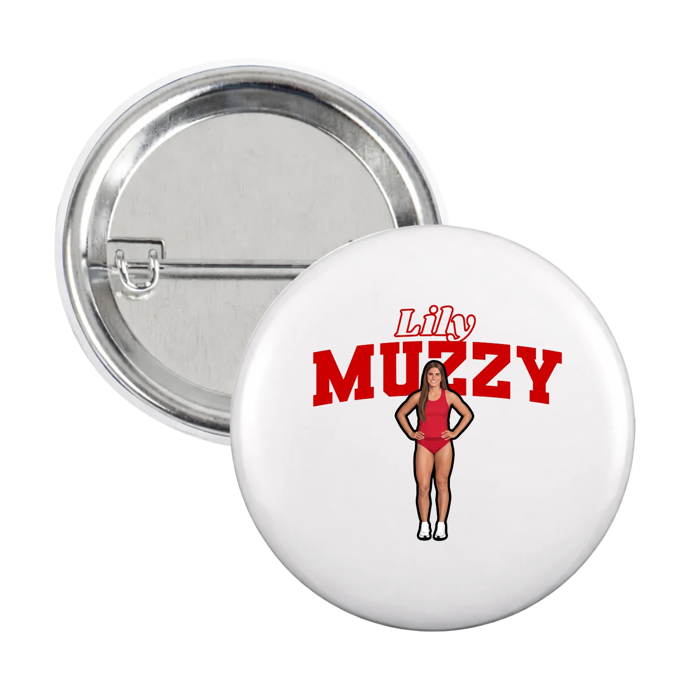 Game Day Button — Name Arch in White