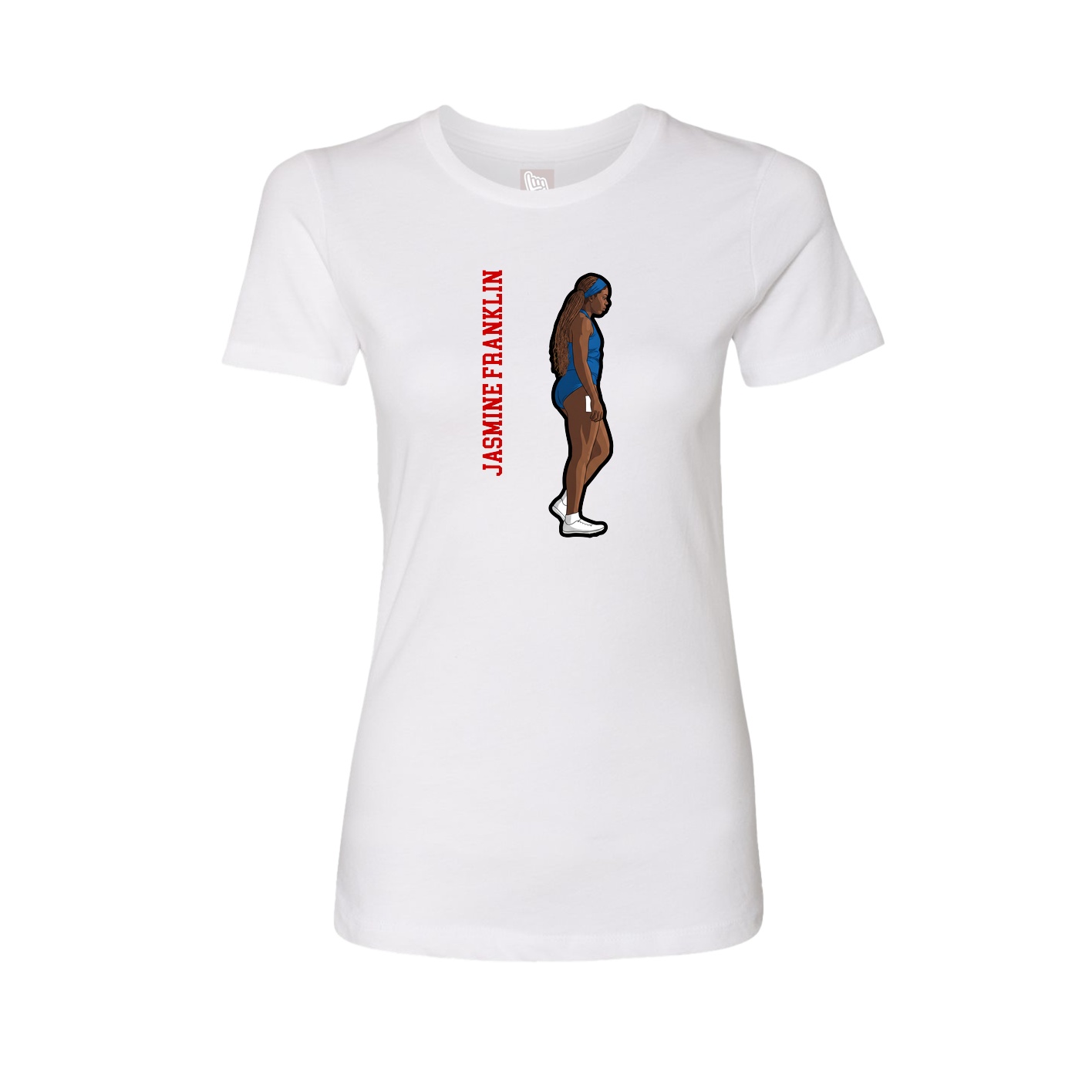 Womens Tee — Name Vertical in White