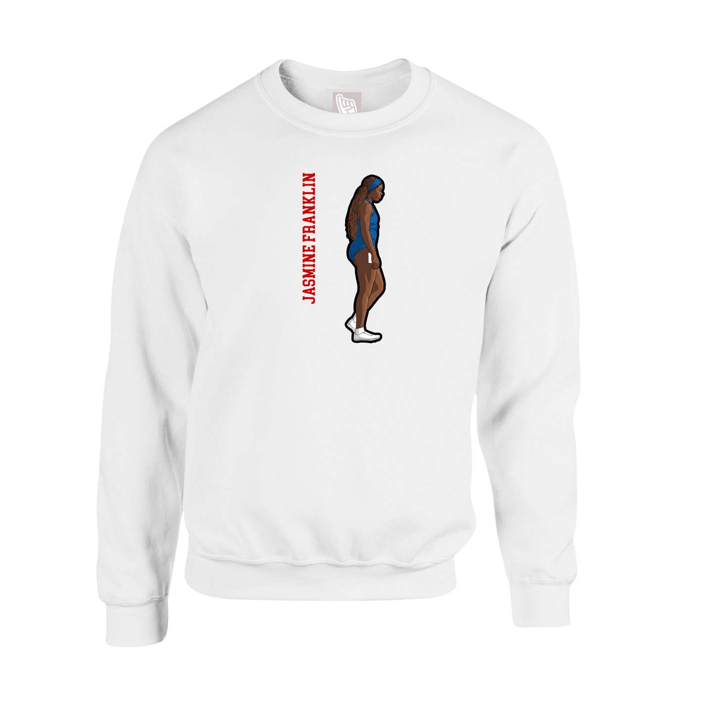 Fleece Crew — Name Vertical in White