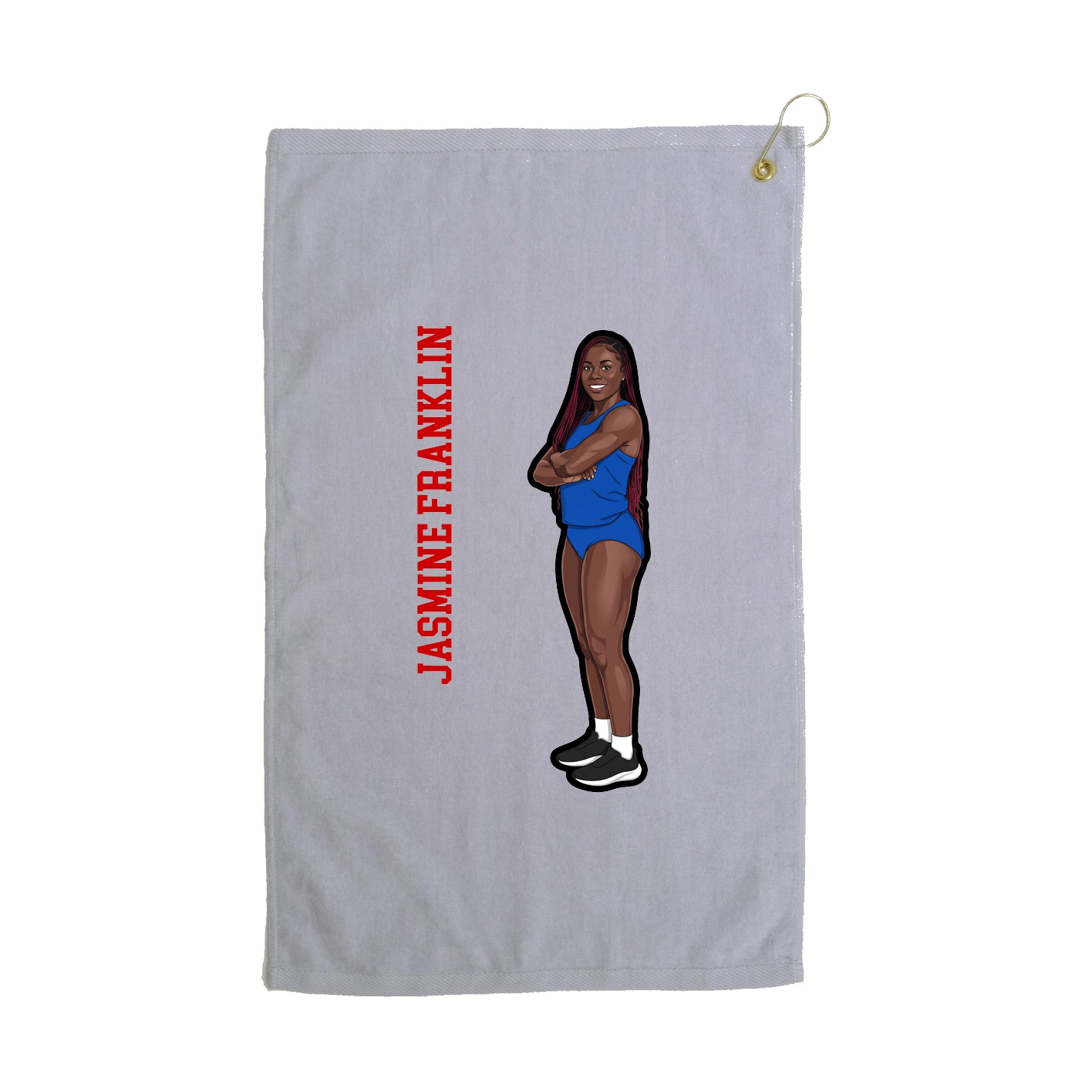 Golf Towel — Name Vertical in Grey