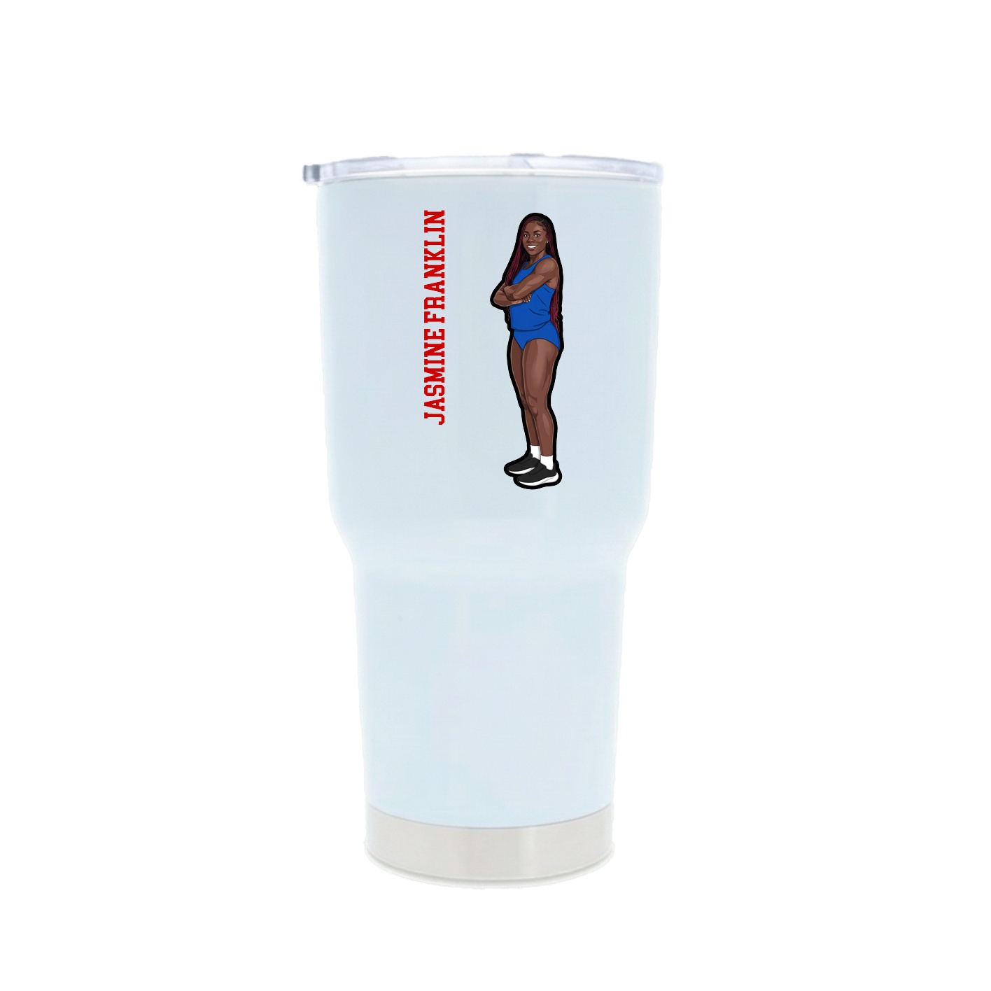 30oz Stainless Steel Tumbler — Name Vertical in White