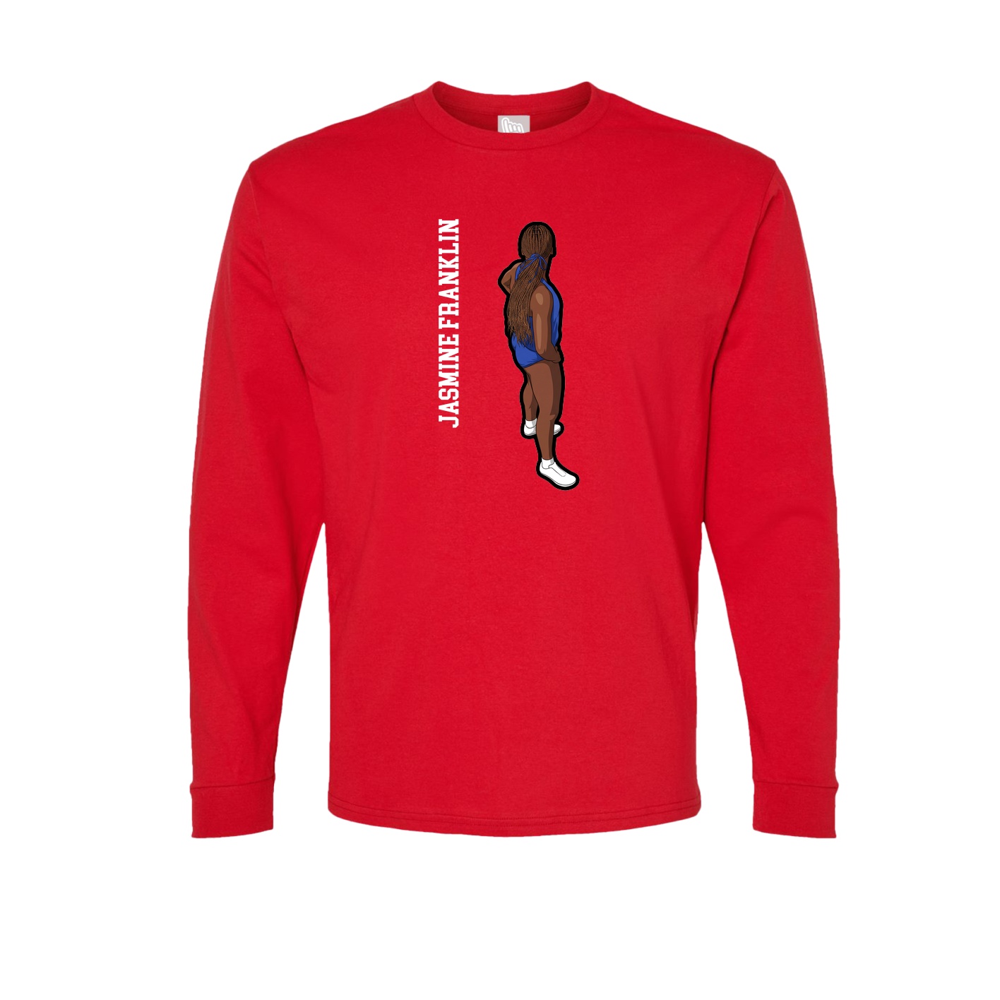 Long Sleeve Tee — Name Vertical in Red