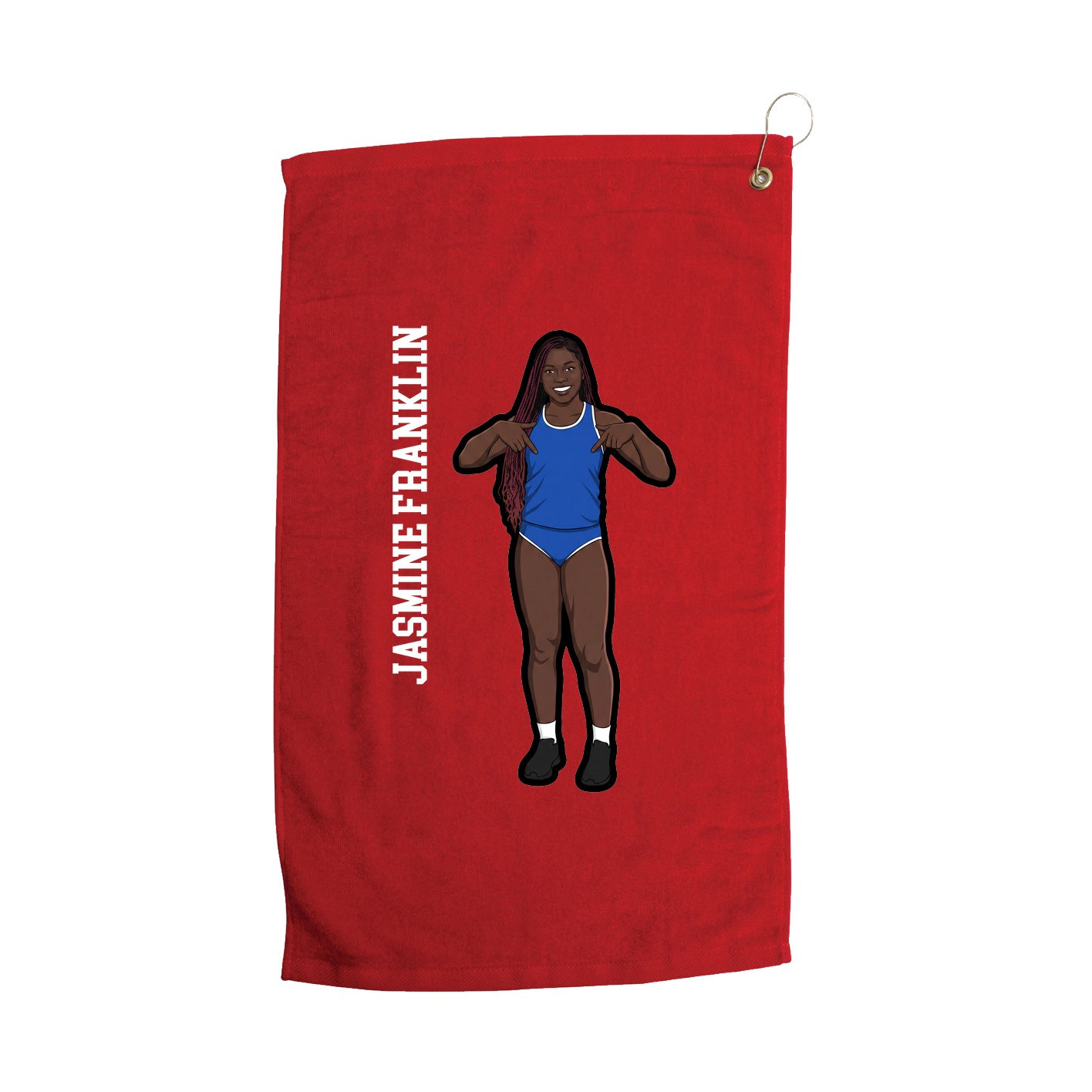 Golf Towel — Name Vertical in Red