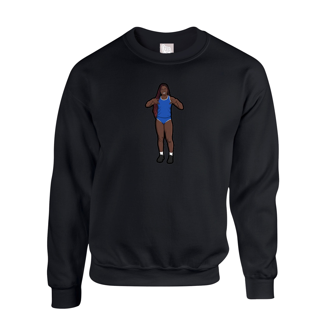Fleece Crew — Name Vertical in Black