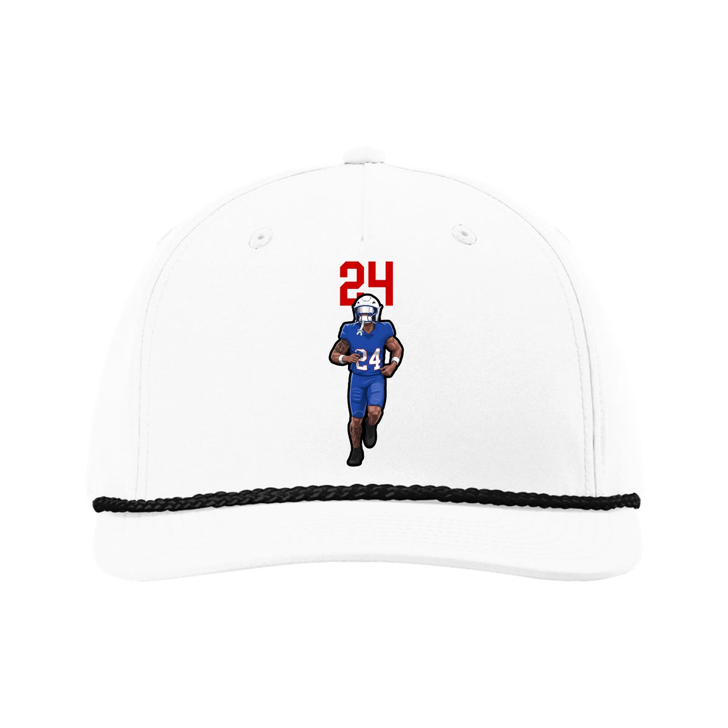 Five-Panel Classic Rope Cap — Number Top in White