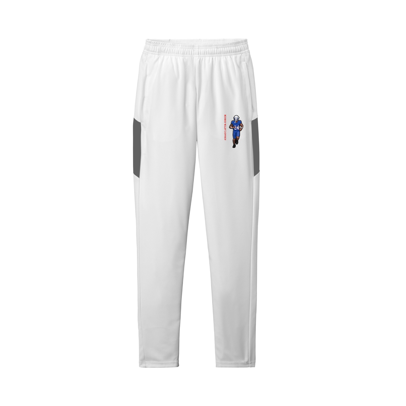 Team Travel Pant — Name Vertical in White/Grey
