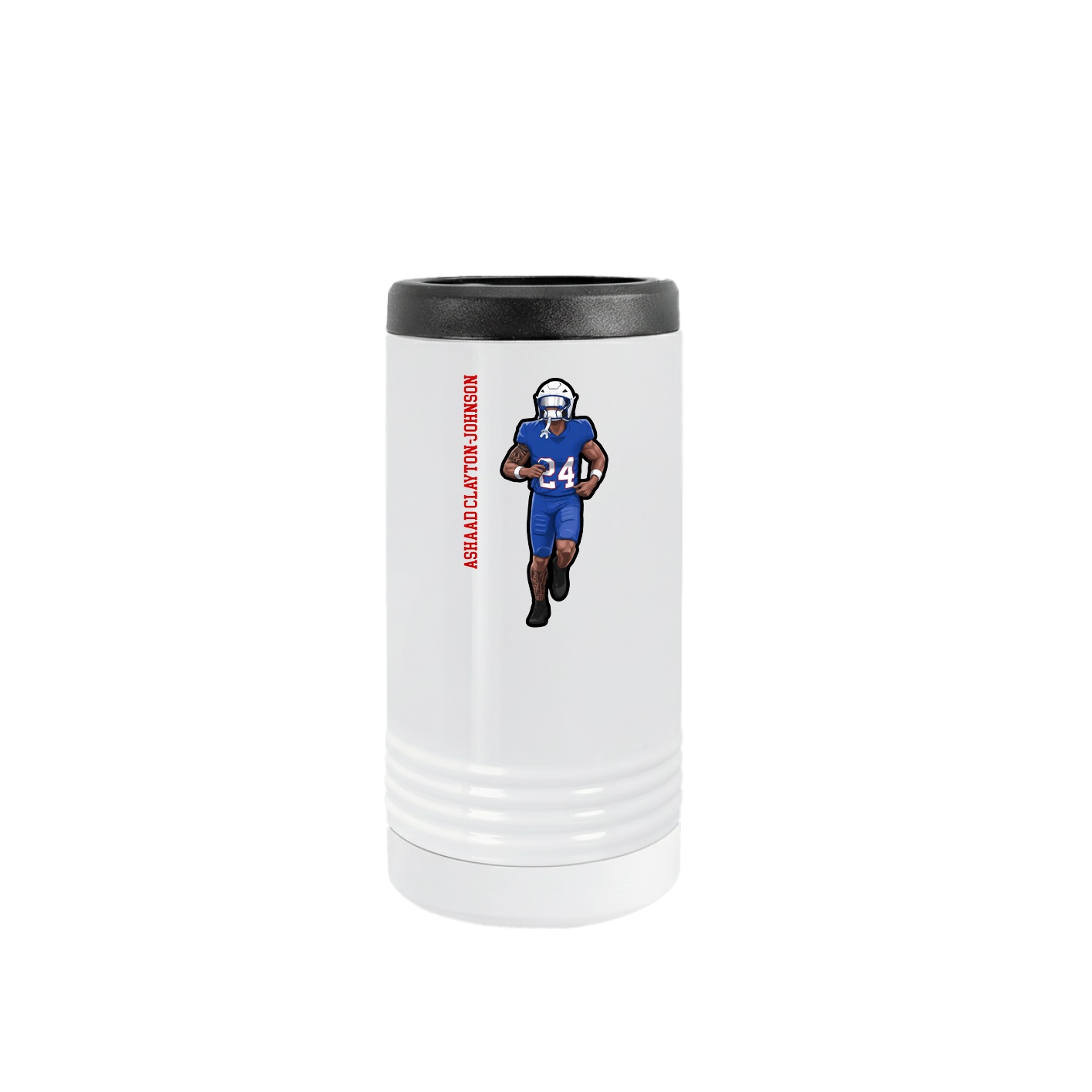 Slim Beverage Holder — Name Vertical in White