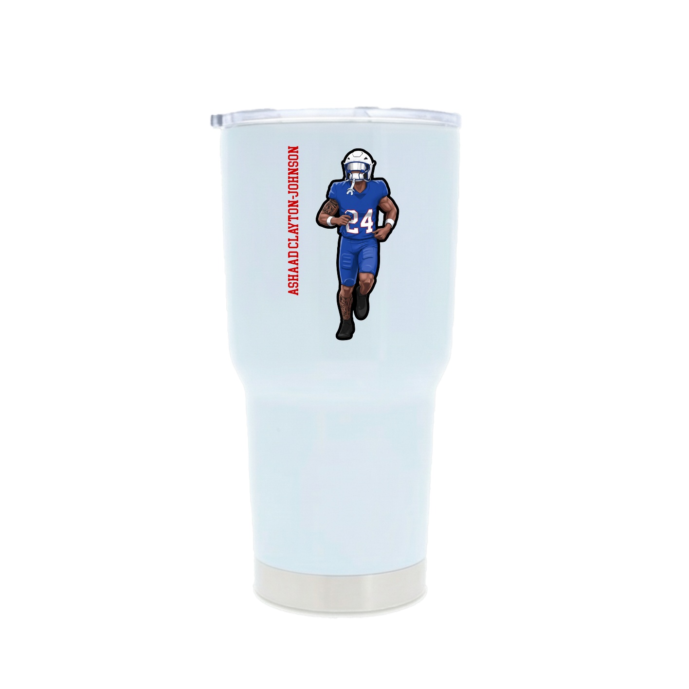 30oz Stainless Steel Tumbler — Name Vertical in White