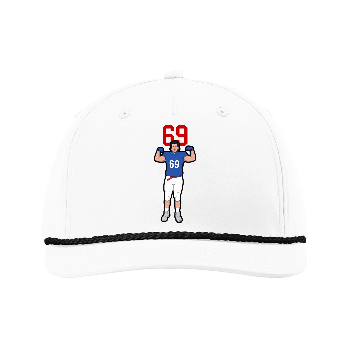 Five-Panel Classic Rope Cap — Number Top in White