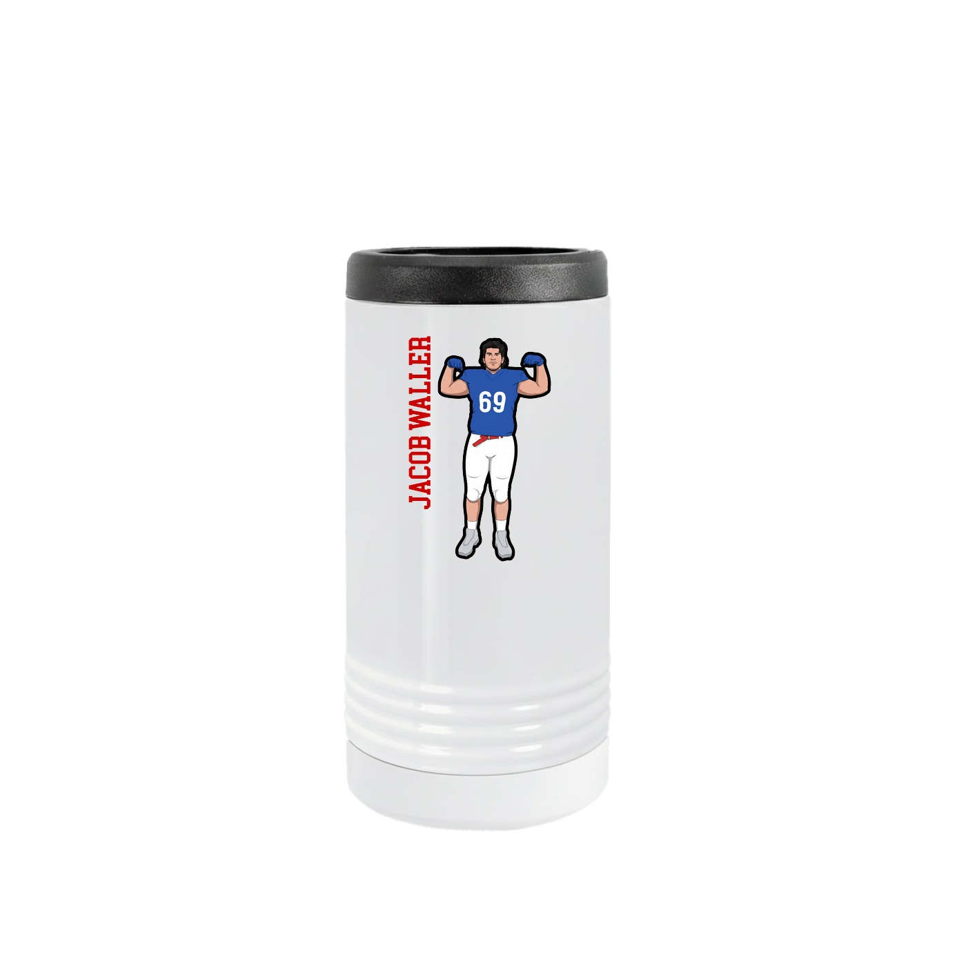 Slim Beverage Holder — Name Vertical in White