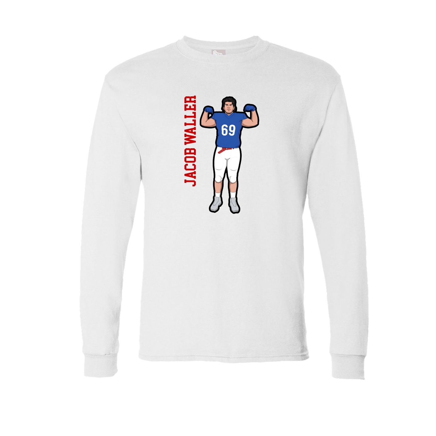 Long Sleeve Tee — Name Vertical in White