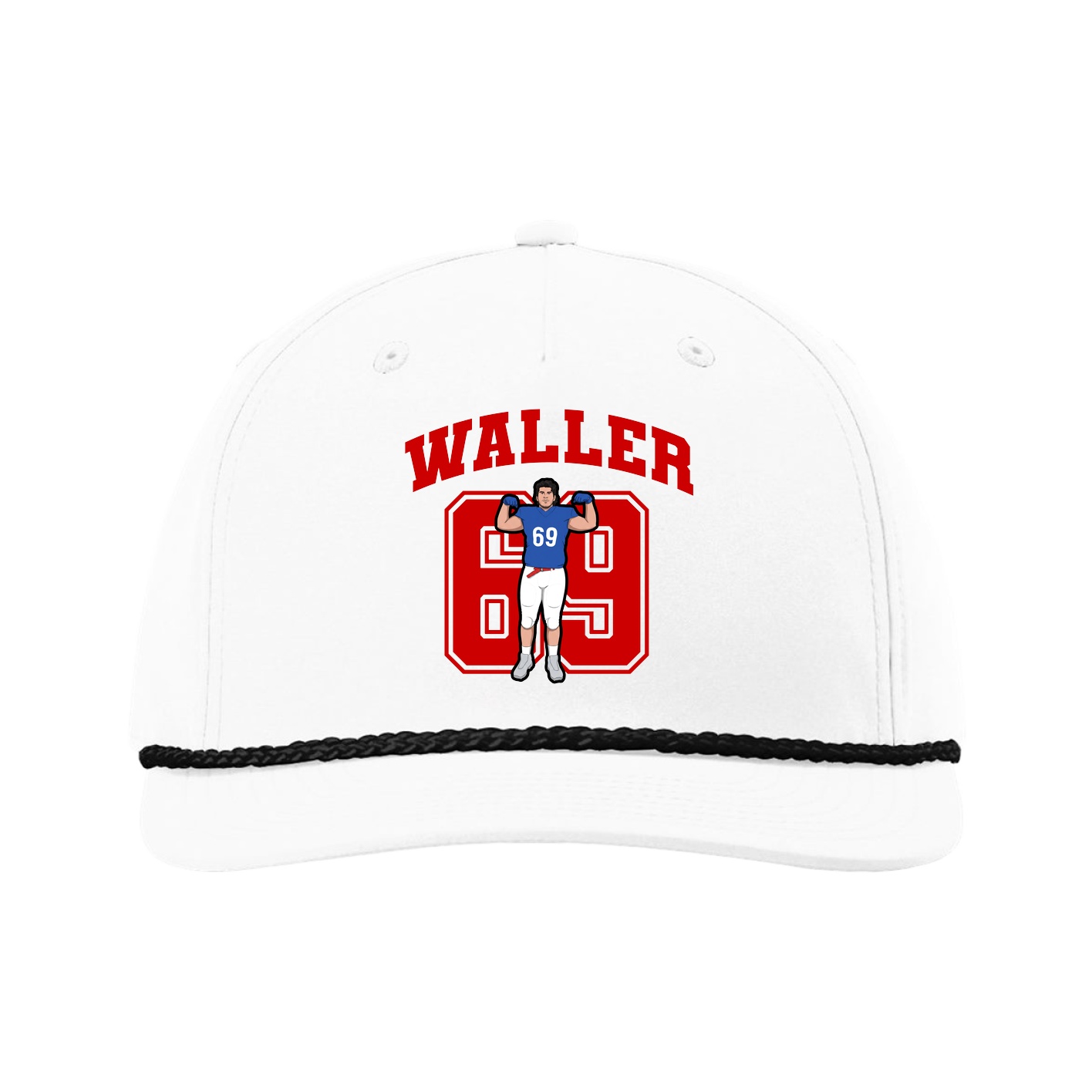 Five-Panel Classic Rope Cap — Number in White