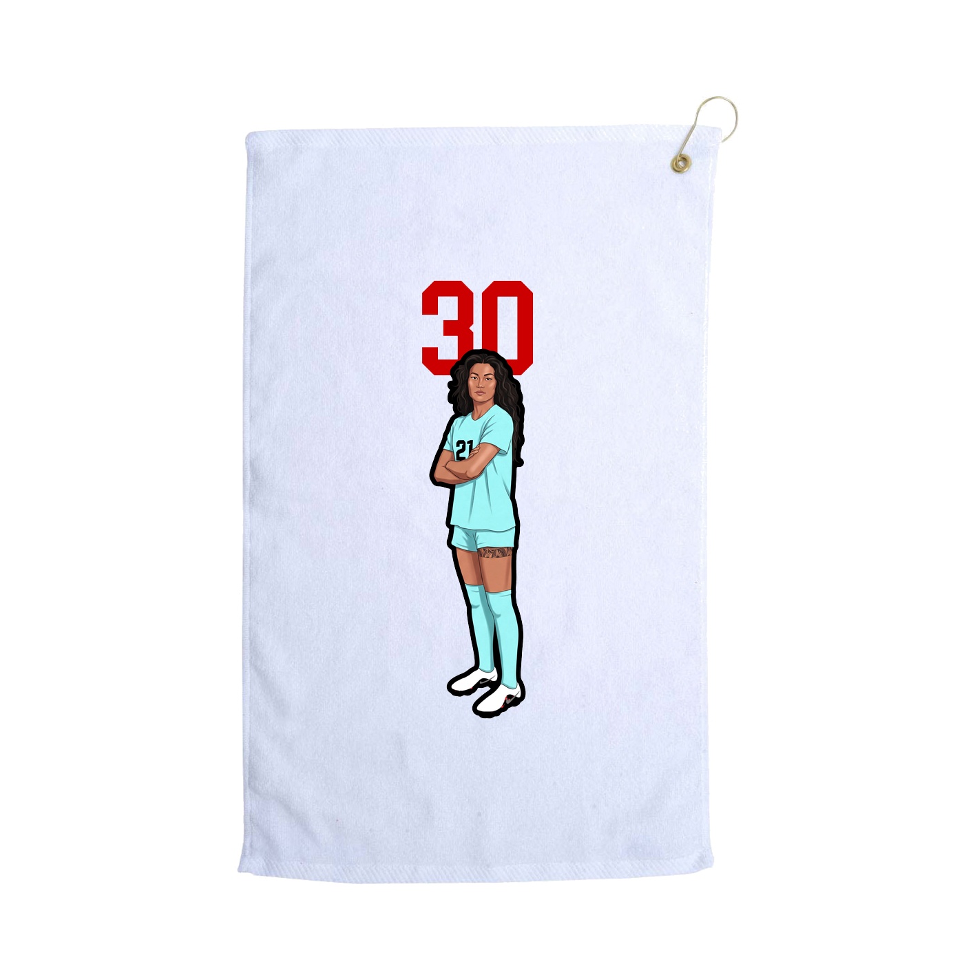 Golf Towel — Number Top in White