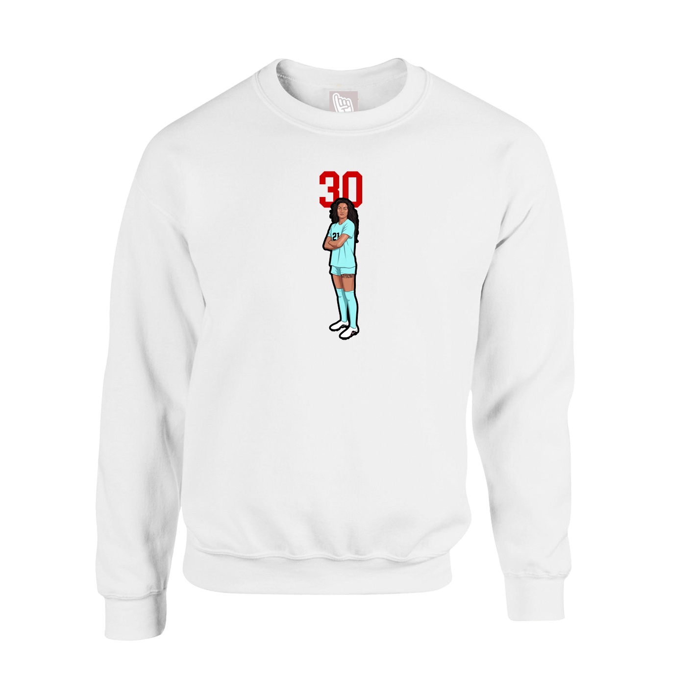 Fleece Crew — Number Top in White