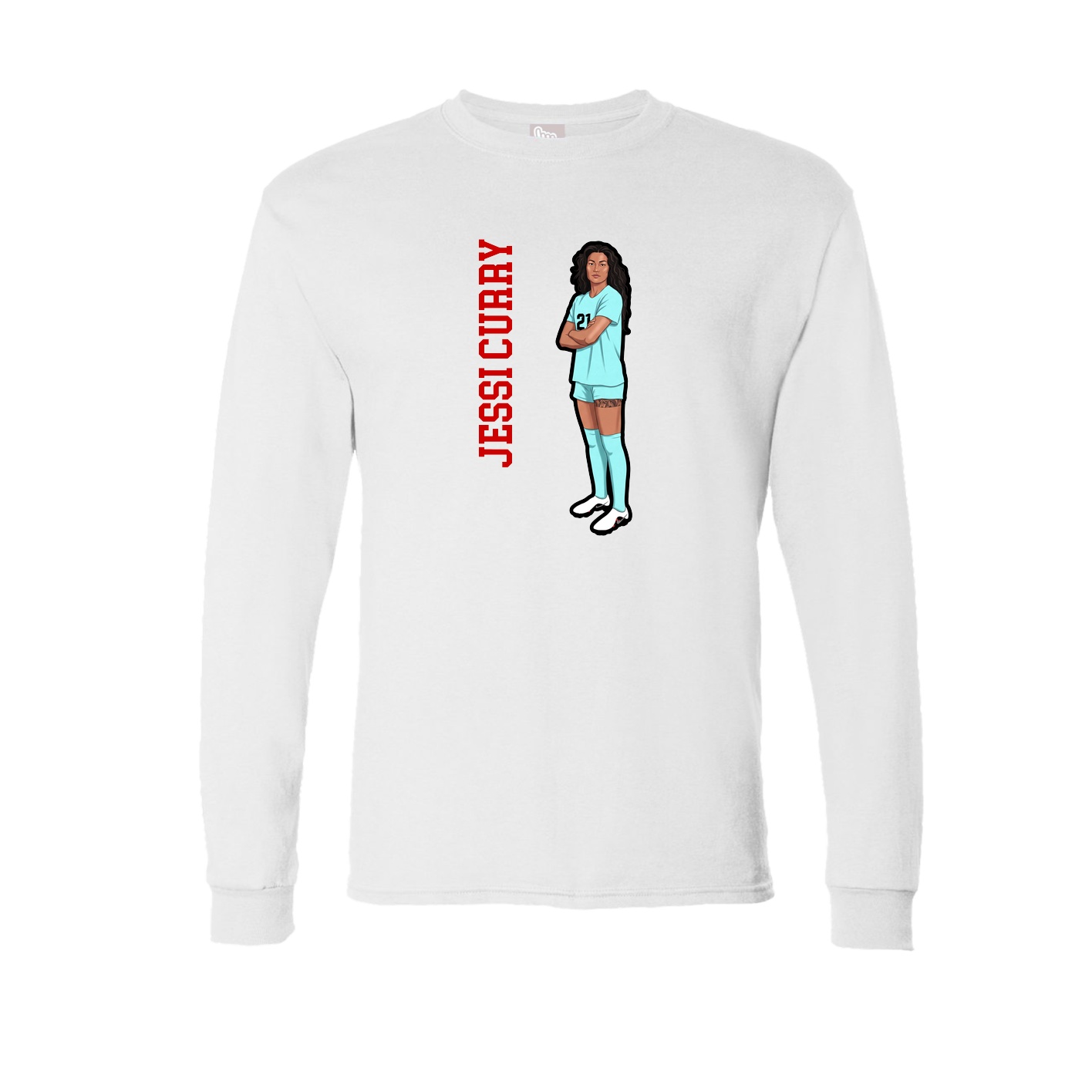 Long Sleeve Tee — Name Vertical in White