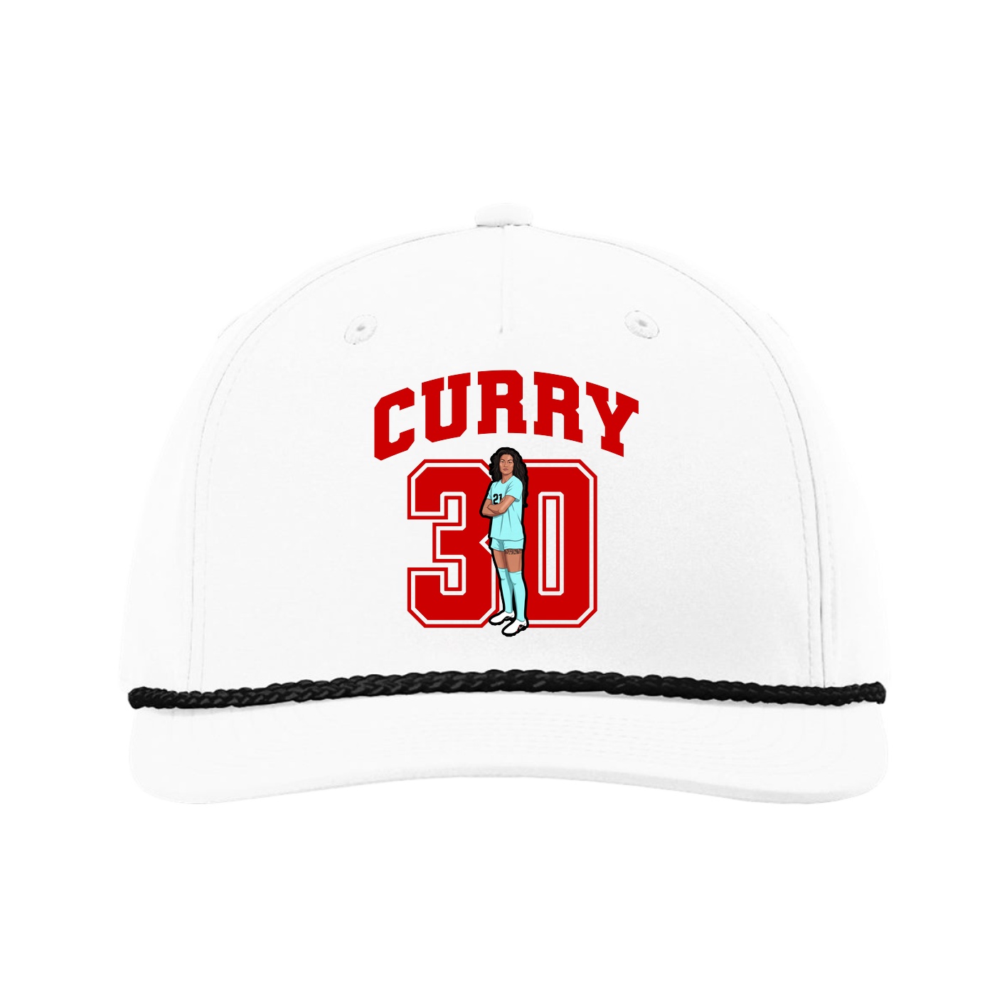 Five-Panel Classic Rope Cap — Number in White