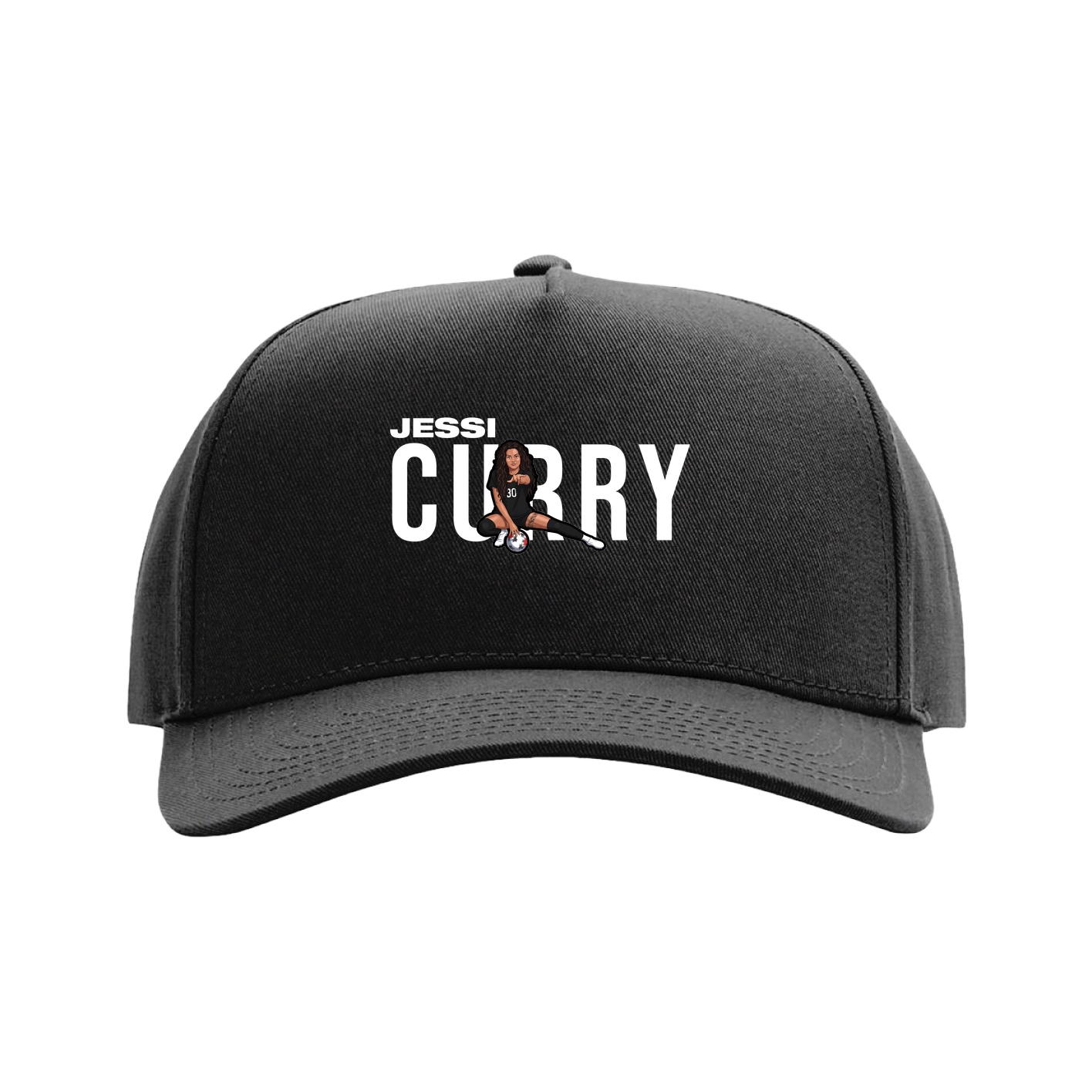 Full Fabric Five-Panel Champ Cap — Player Name in Black