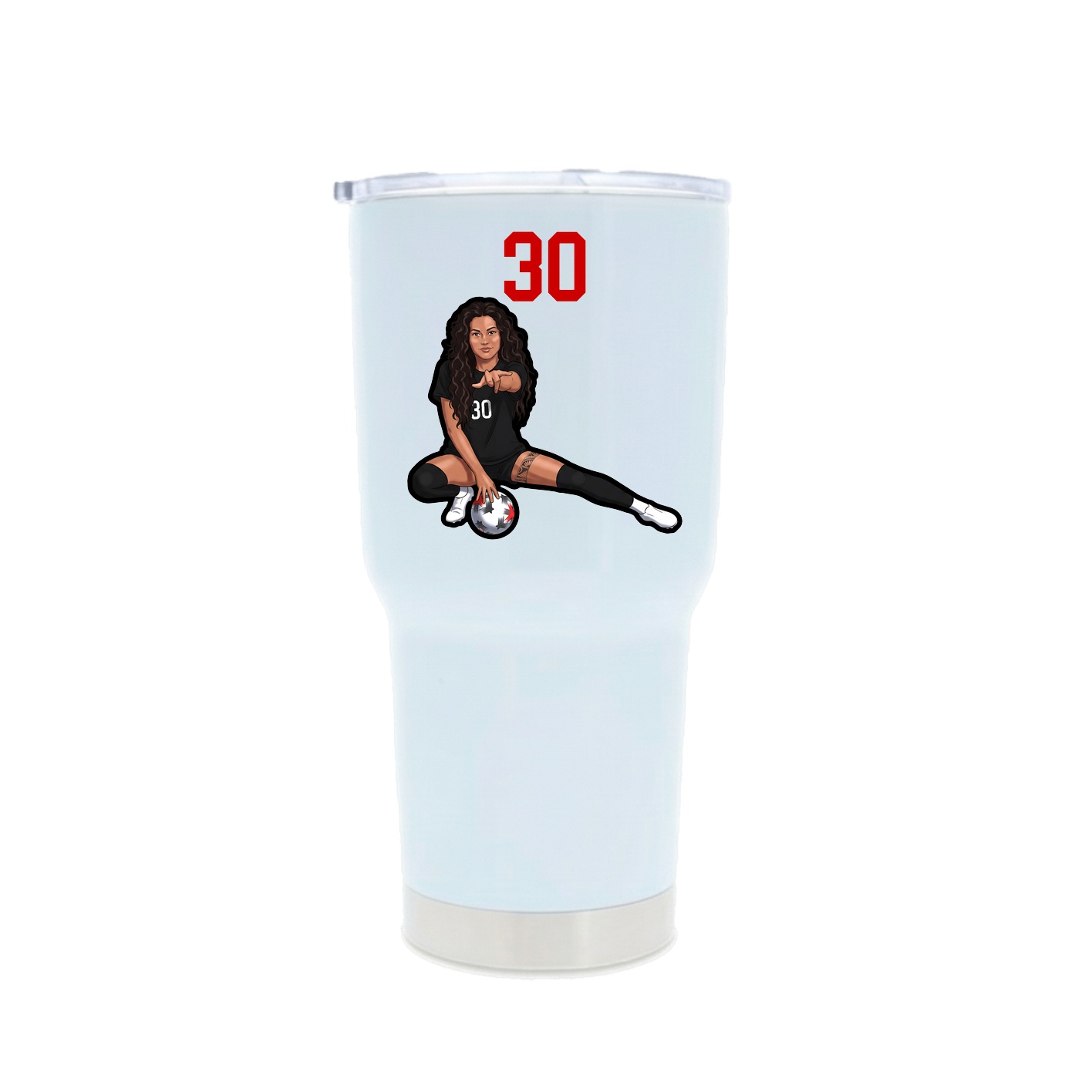 30oz Stainless Steel Tumbler — Number Top in White