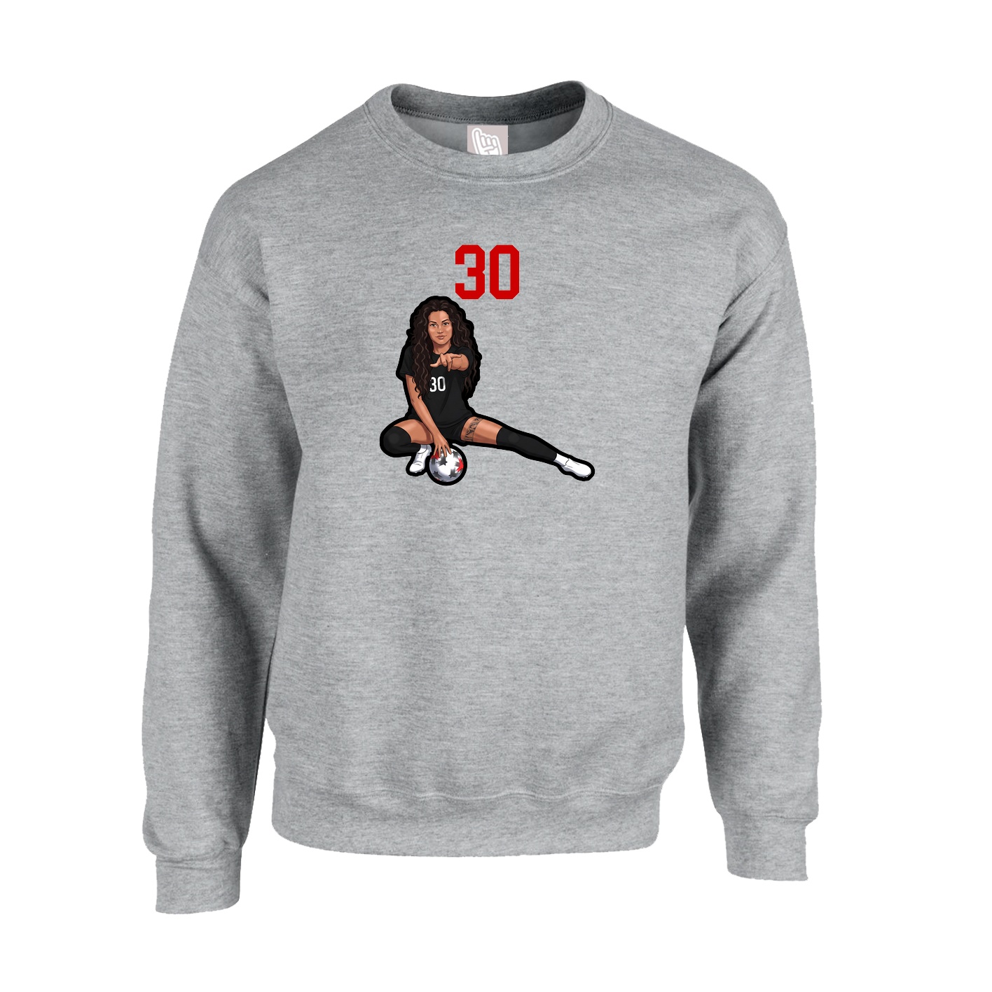 Fleece Crew — Number Top in Grey
