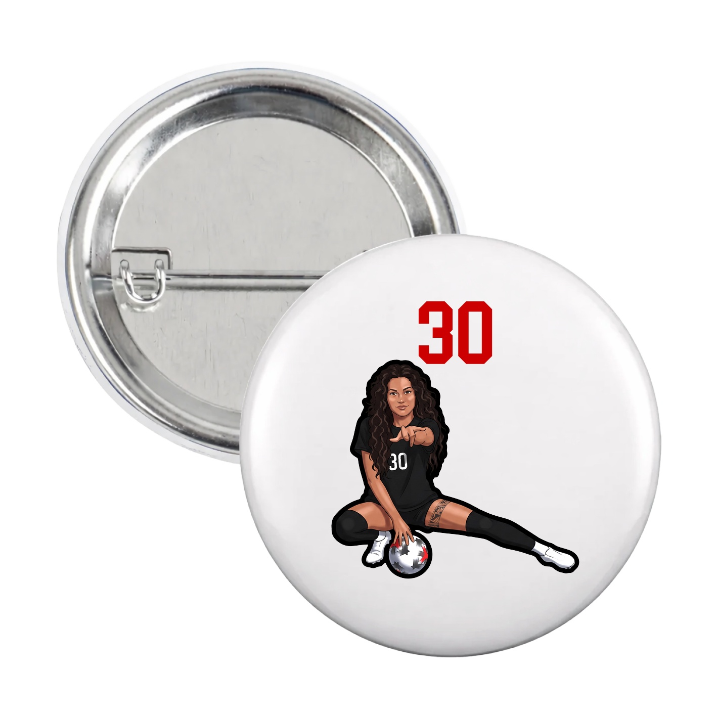 Game Day Button — Number Top in White