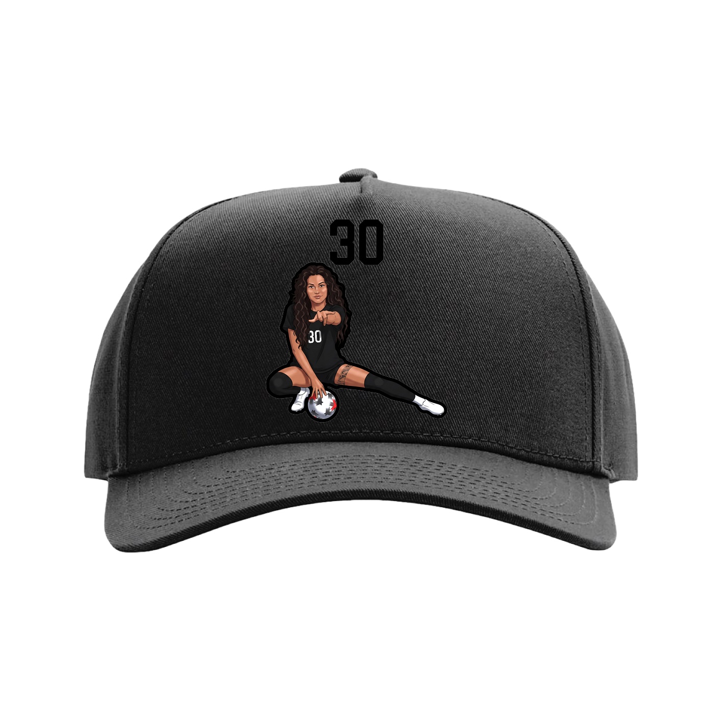 Full Fabric Five-Panel Champ Cap — Number Top in Black