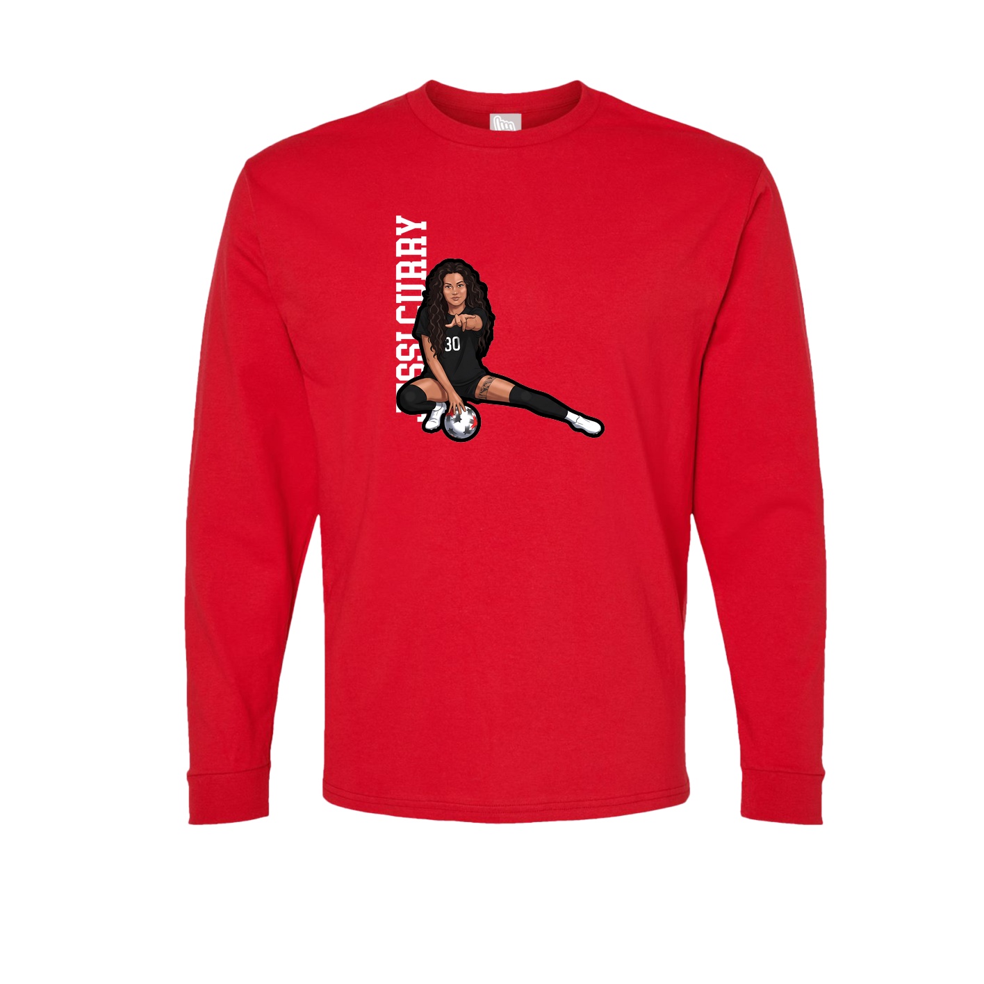 Long Sleeve Tee — Name Vertical in Red