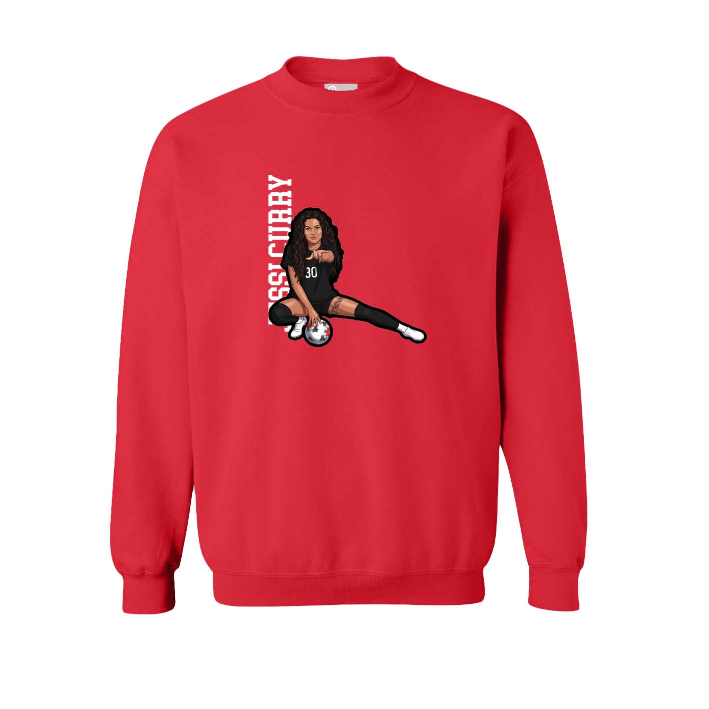 Fleece Crew — Name Vertical in Red