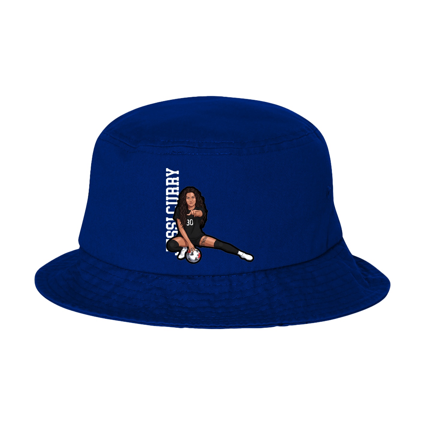 Bucket Cap — Name Vertical in Royal Blue