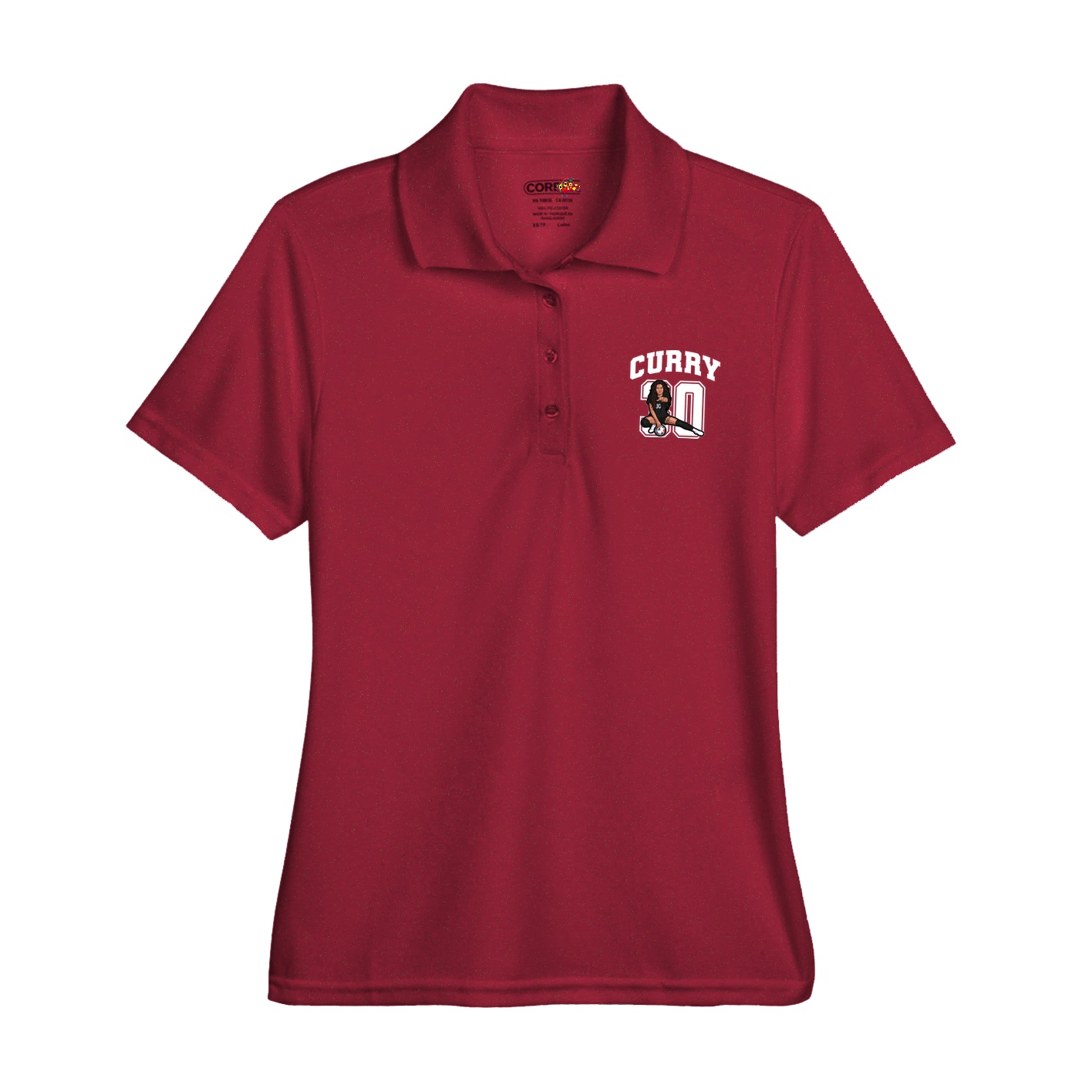 Womens Performance Polo — Number in Red