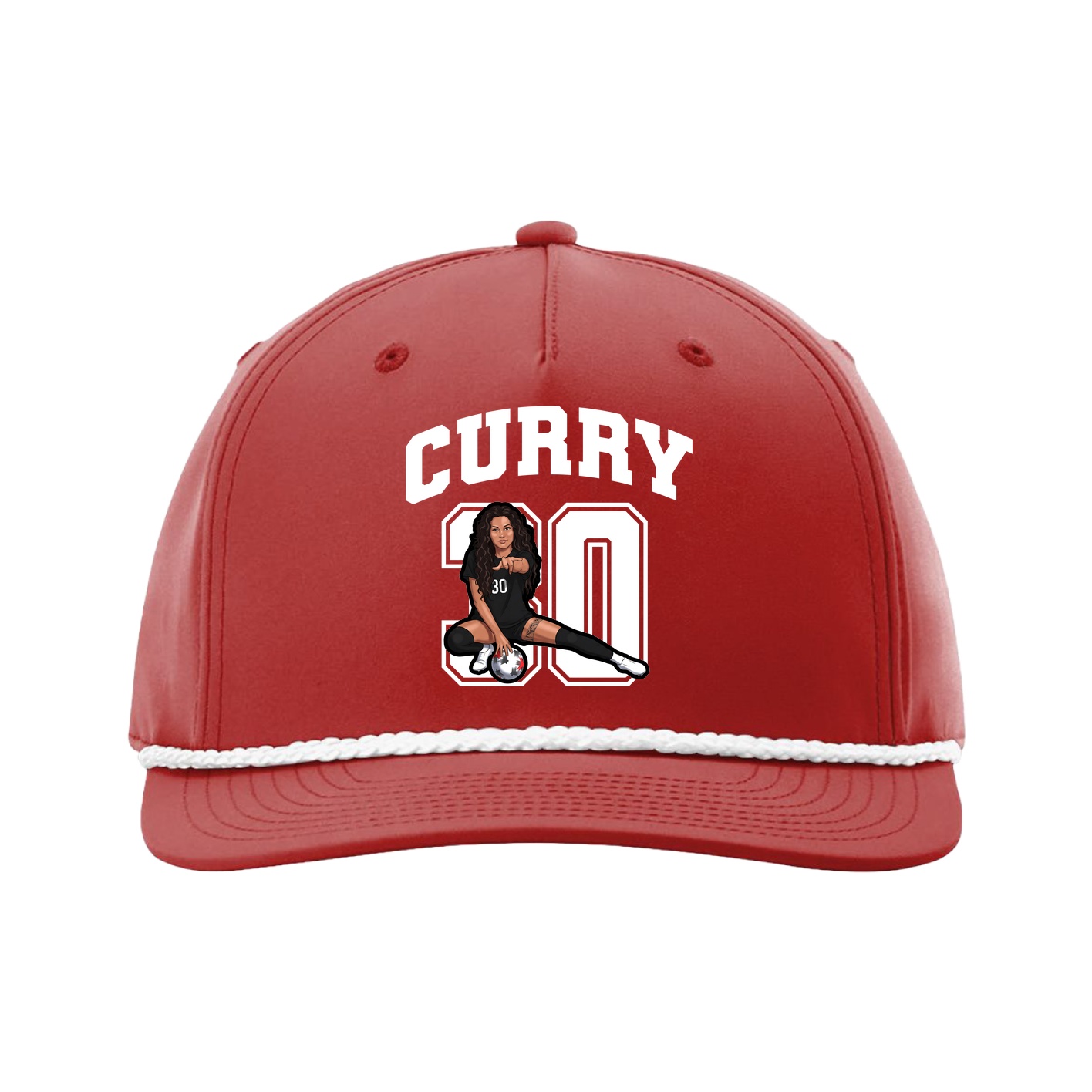 Five-Panel Classic Rope Cap — Number in Red