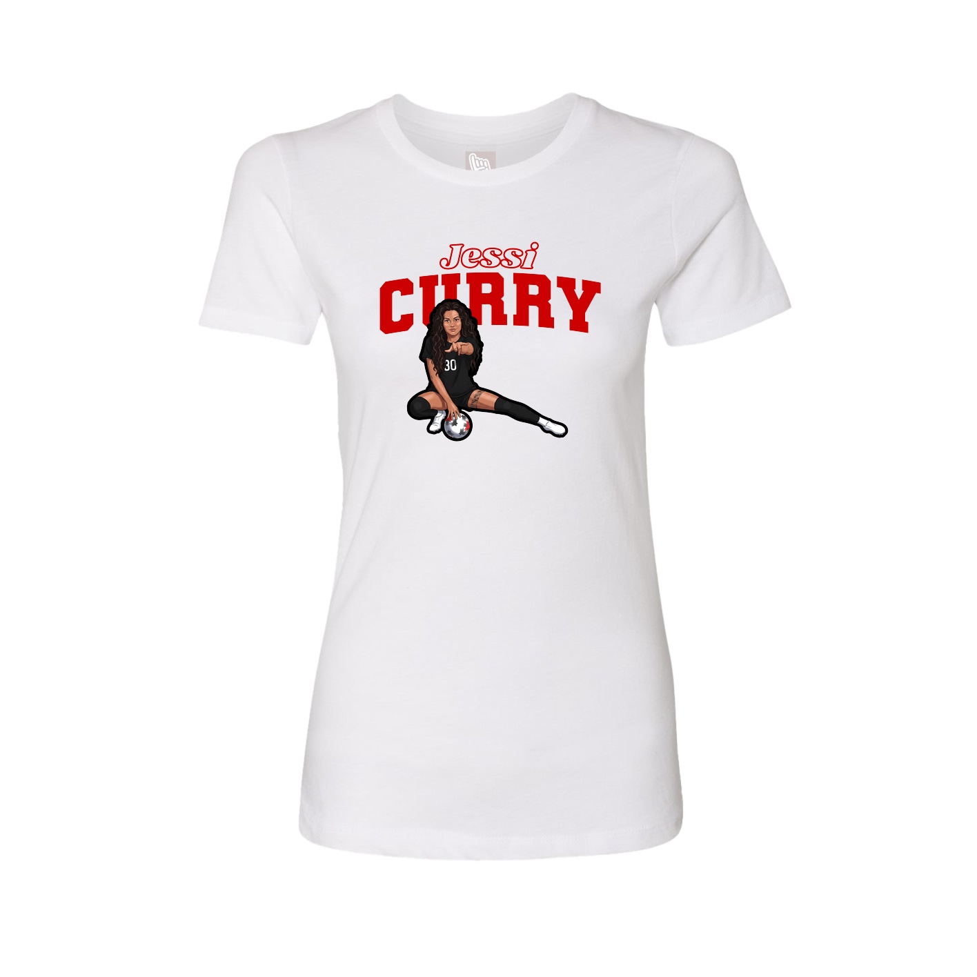 Fitted Women's Tee — Name Arch in White
