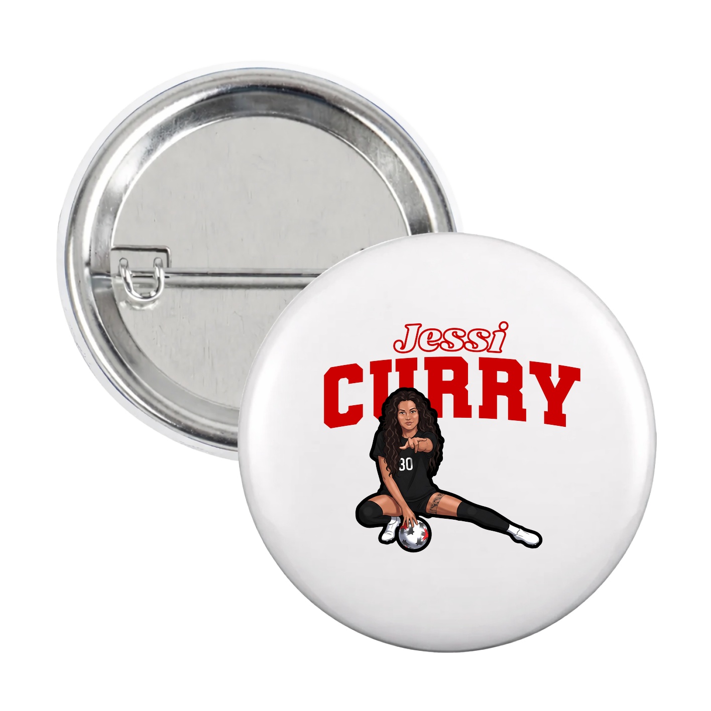 Game Day Button — Name Arch in White