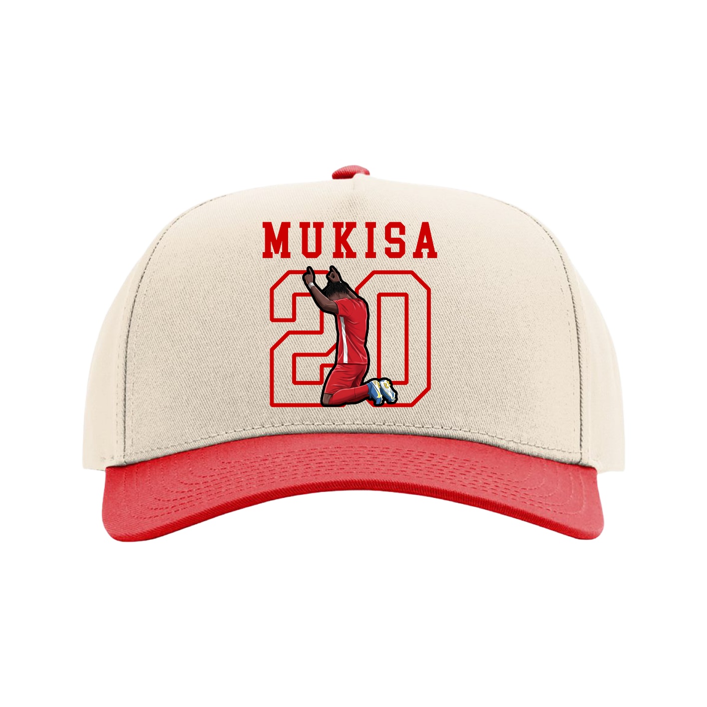 Full Fabric Five-Panel Champ Cap — Shirsey in Cream/Red