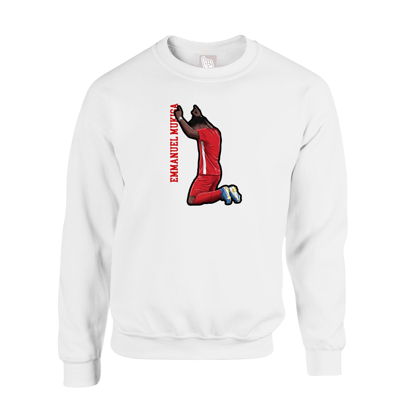 Fleece Crew — Name Vertical in White