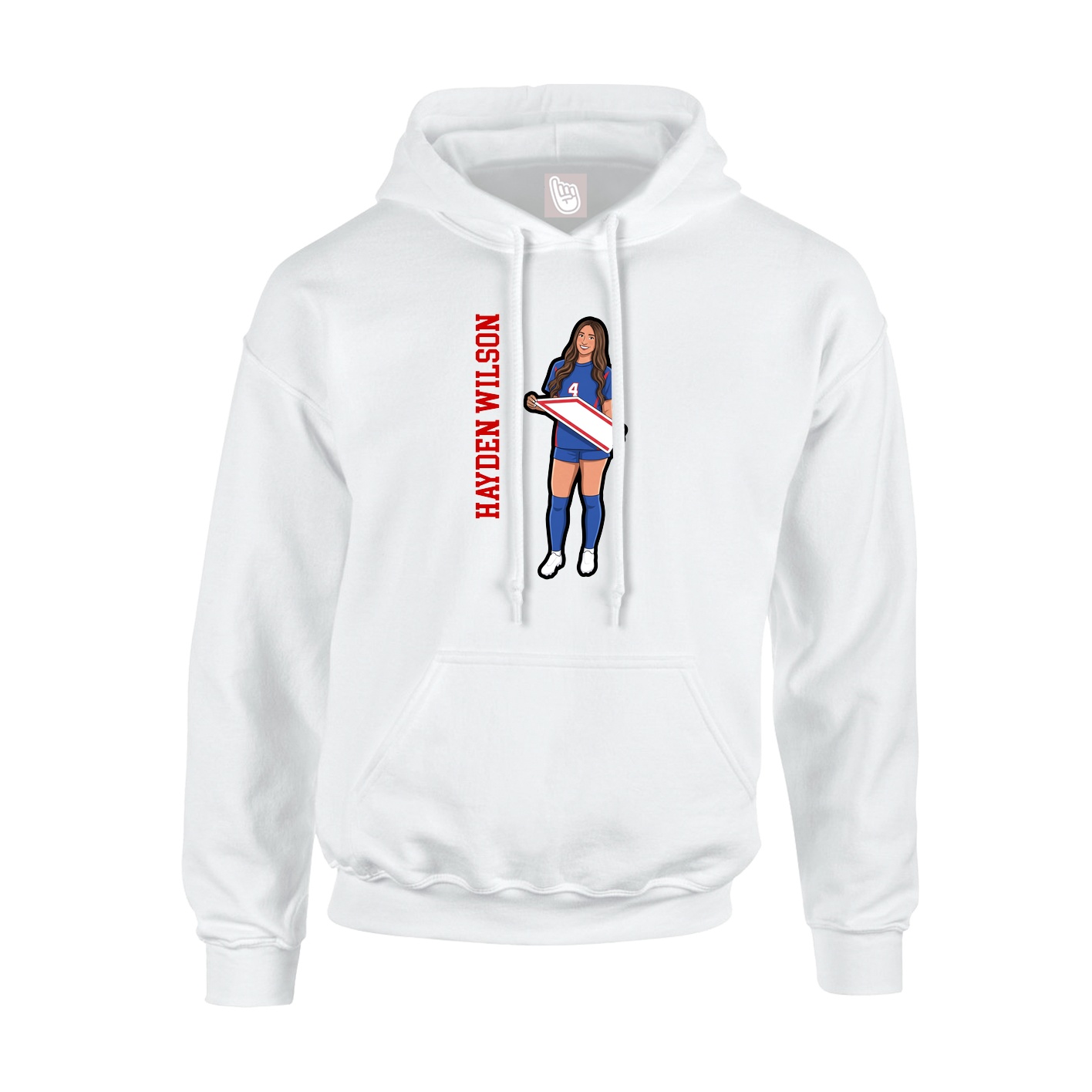 Youth Hoodie — Name Vertical in White