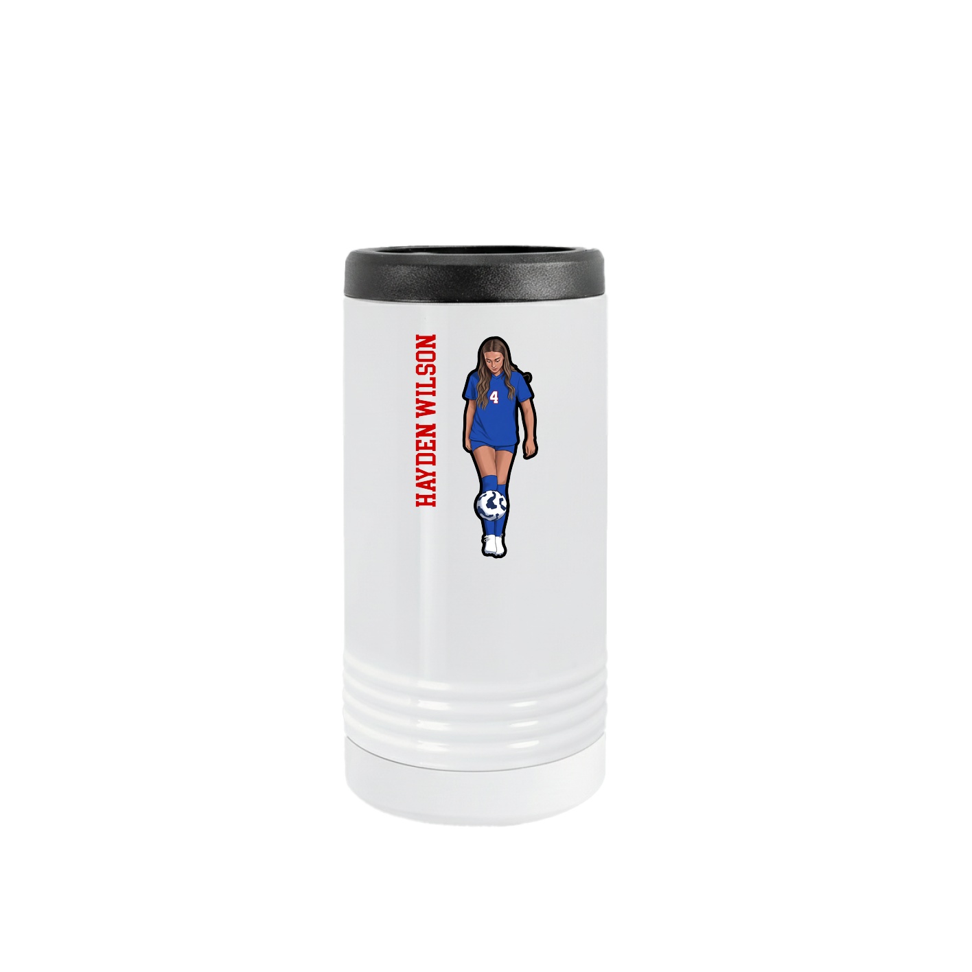 Slim Beverage Holder — Name Vertical in White