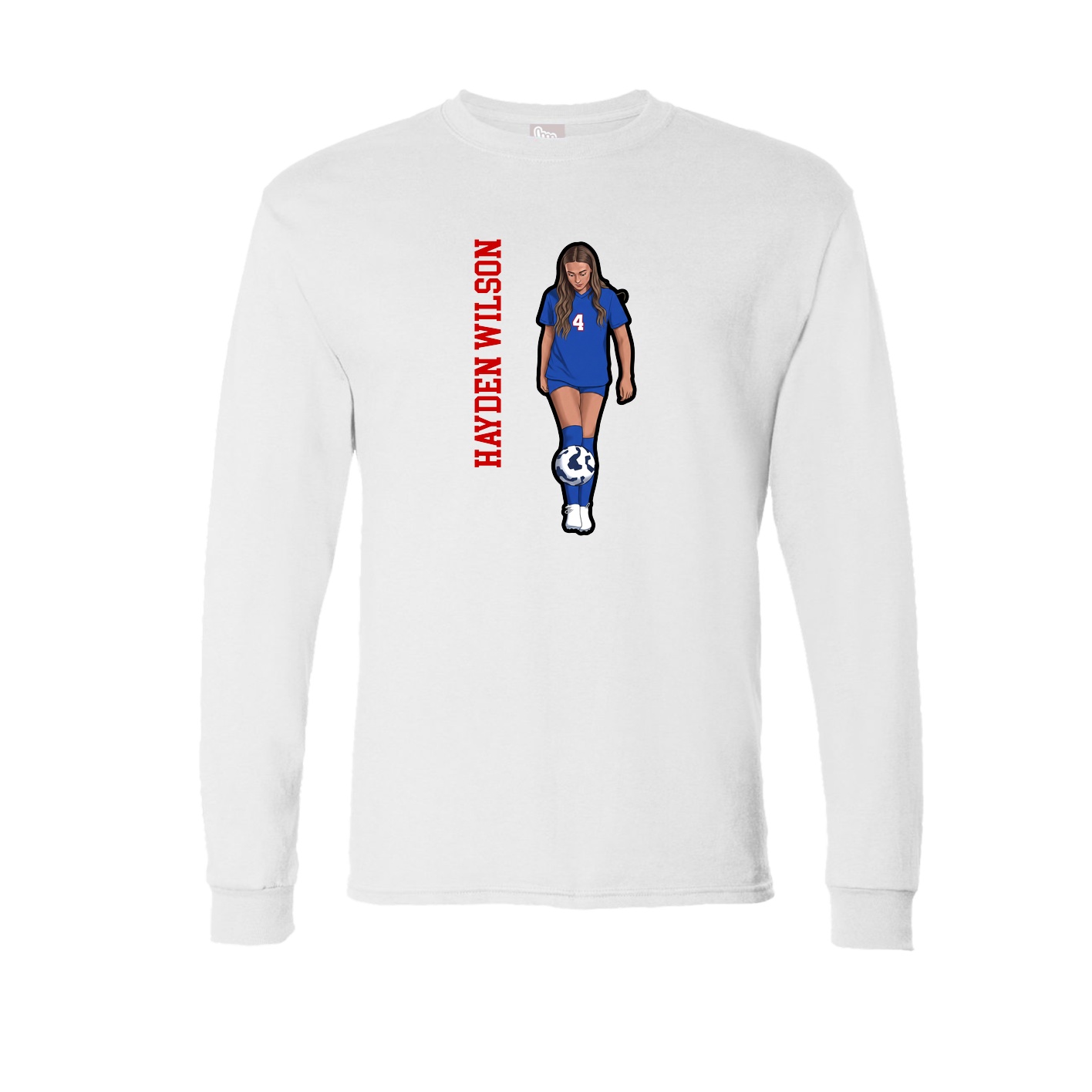 Long Sleeve Tee — Name Vertical in White