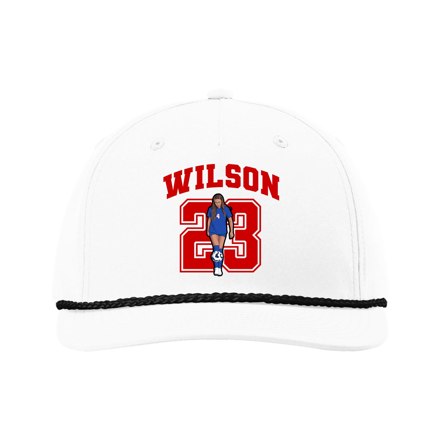 Five-Panel Classic Rope Cap — Number in White
