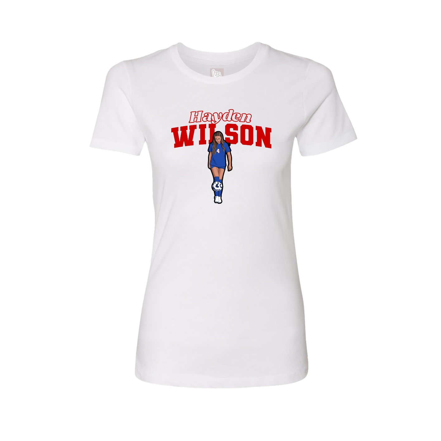Fitted Women's Tee — Name Arch in White