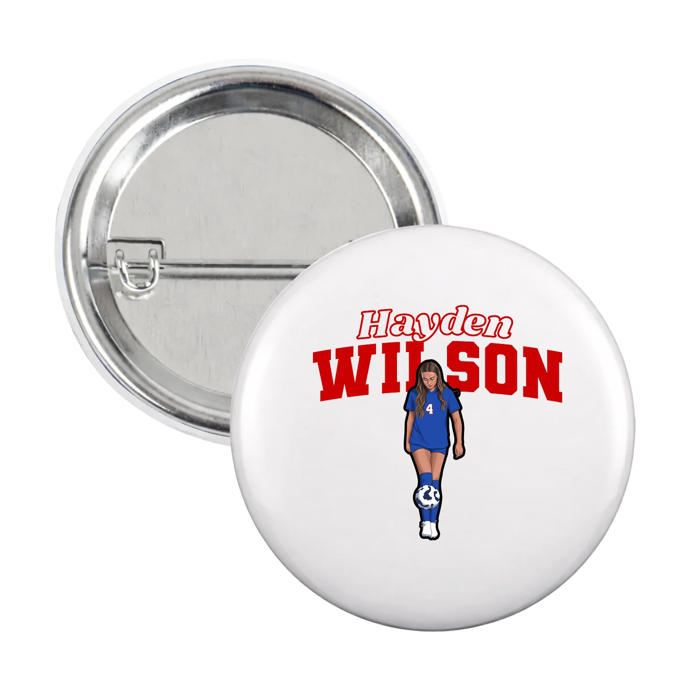 Game Day Button — Name Arch in White