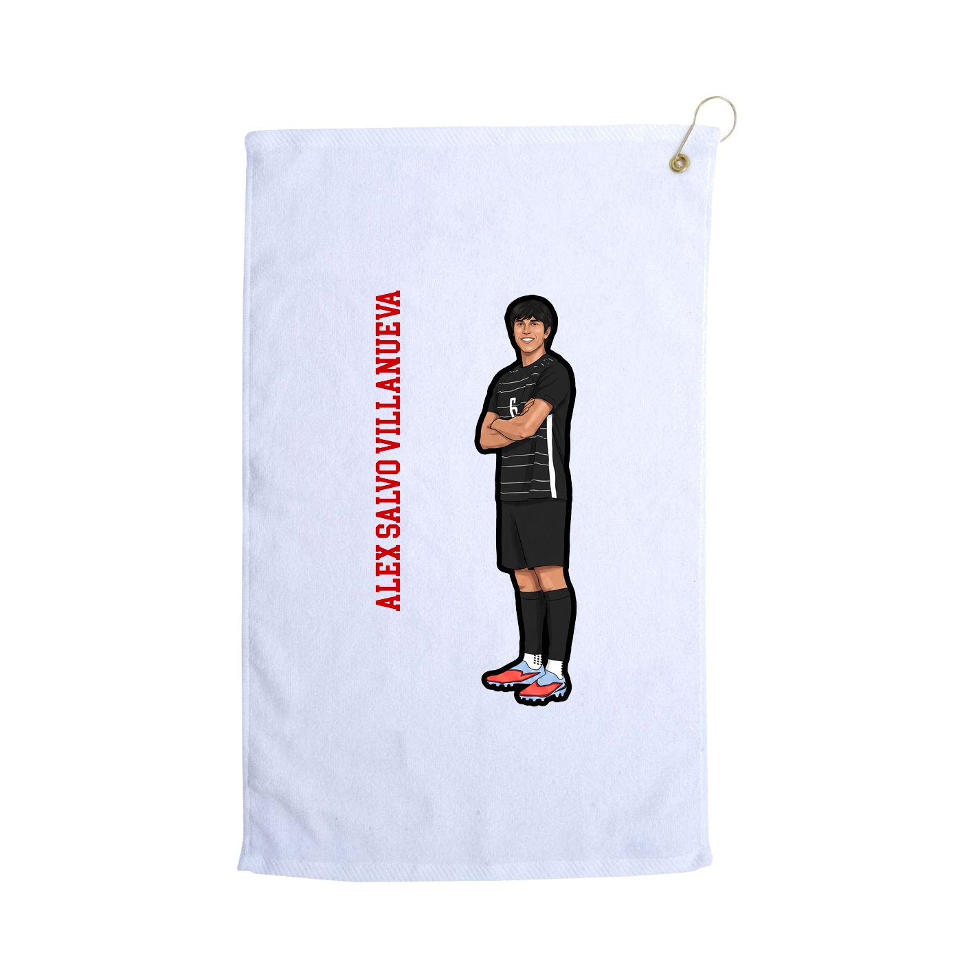 Golf Towel — Name Vertical in White