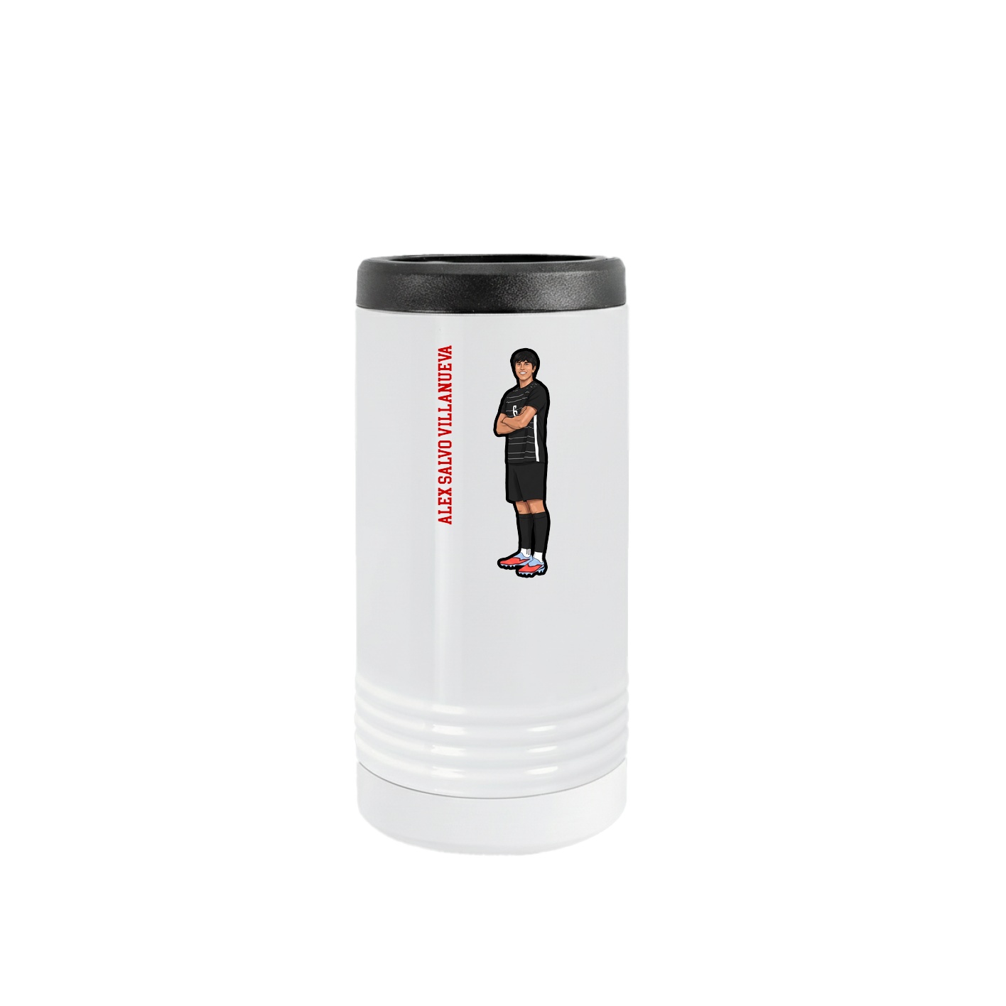 Slim Beverage Holder — Name Vertical in White
