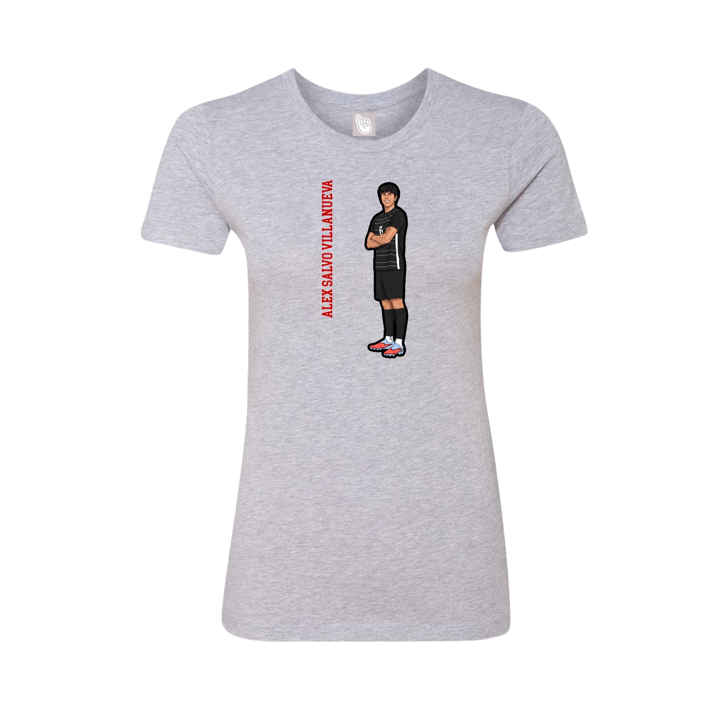 Fitted Women's Tee — Name Vertical in Grey
