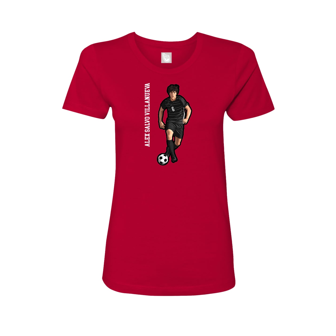 Fitted Women's Tee — Name Vertical in Red