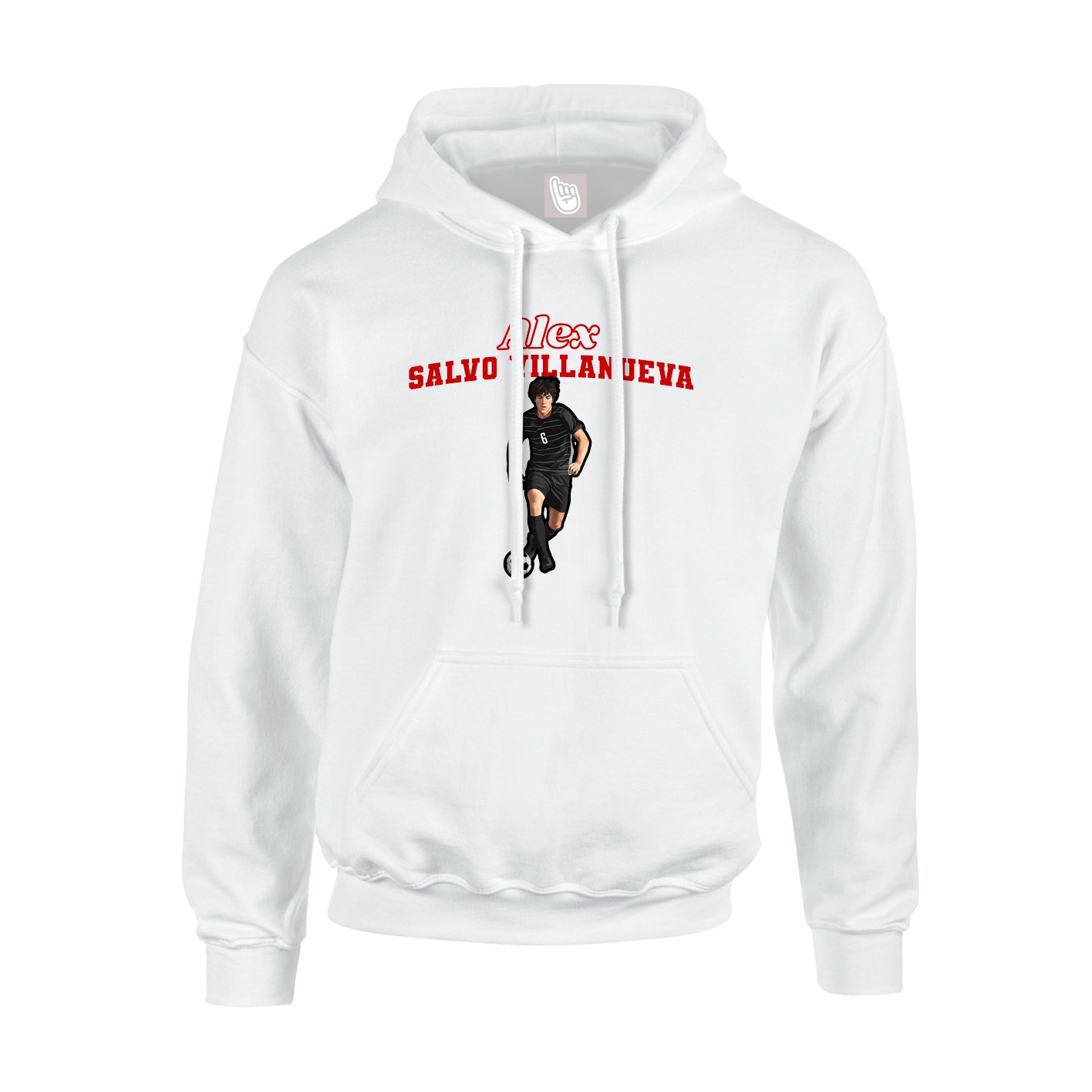 Youth Hoodie — Name Arch in White
