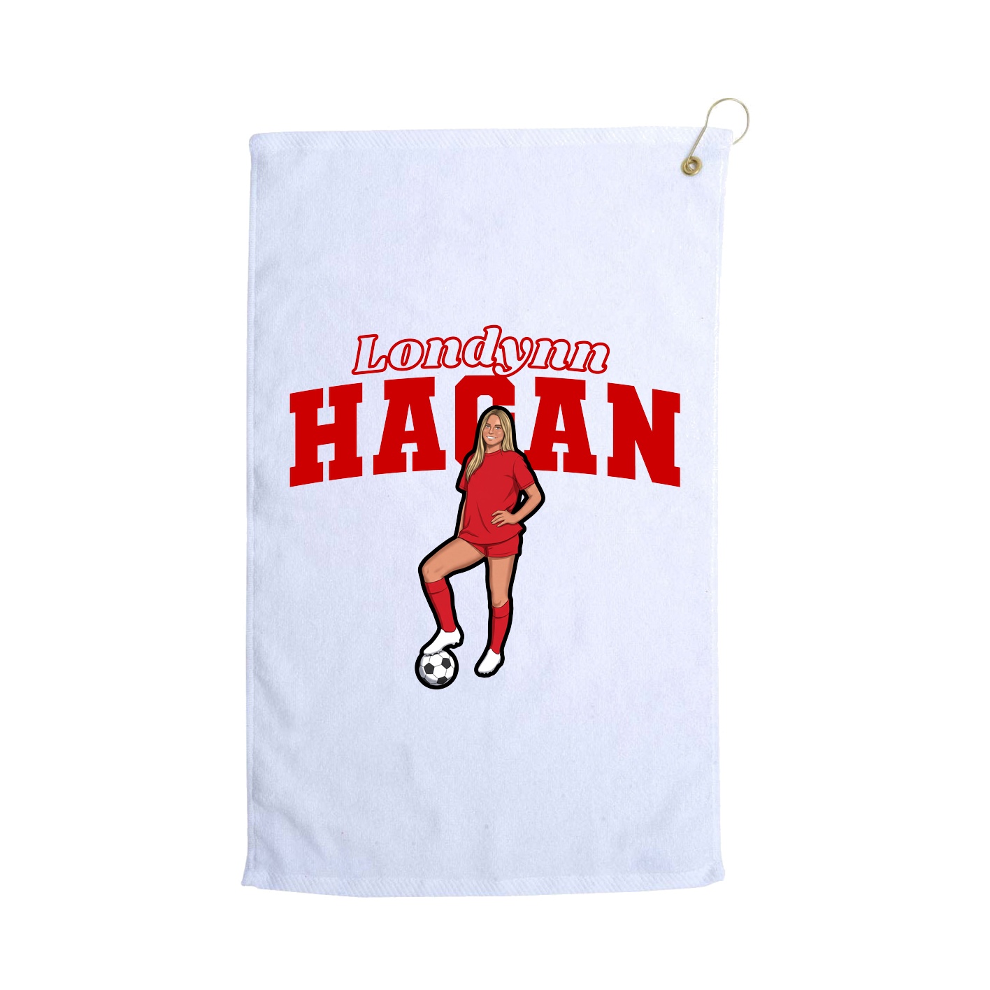 Golf Towel — Name Arch in White