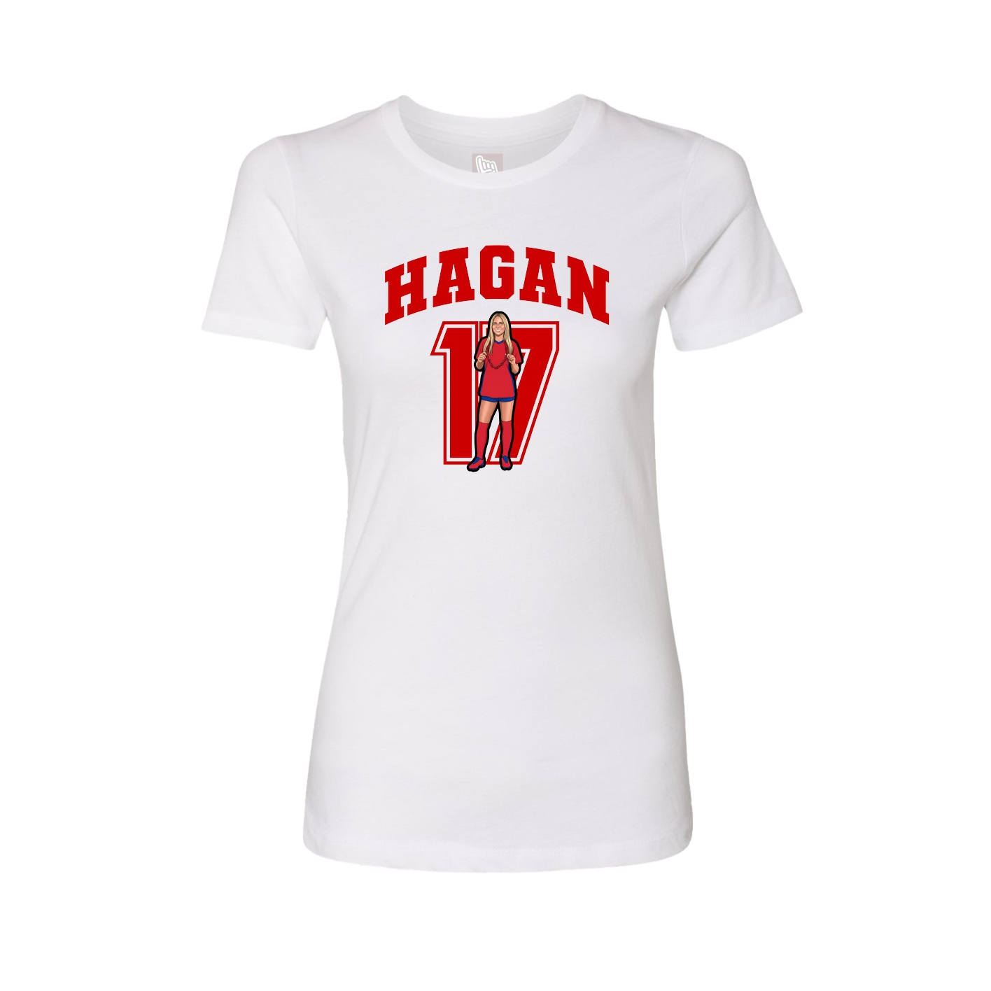 Fitted Women's Tee — Number in White